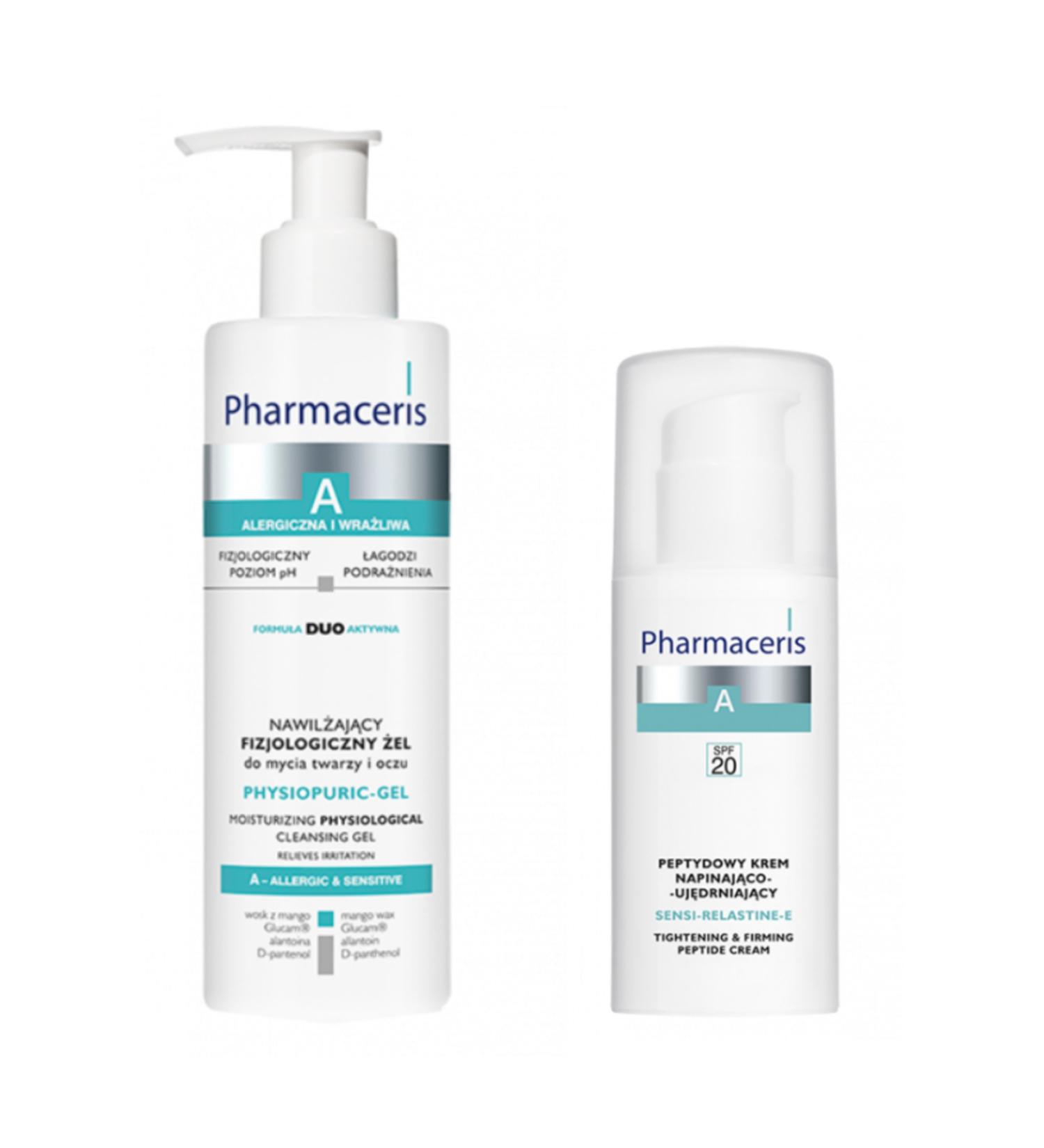 Pharmaceris TENSIONING & FIRMING PEPTIDE CREAM & MOISTURIZING PHYSIOLOGICAL CLEANSING GEL SET - Buy Online on GoSupps.com