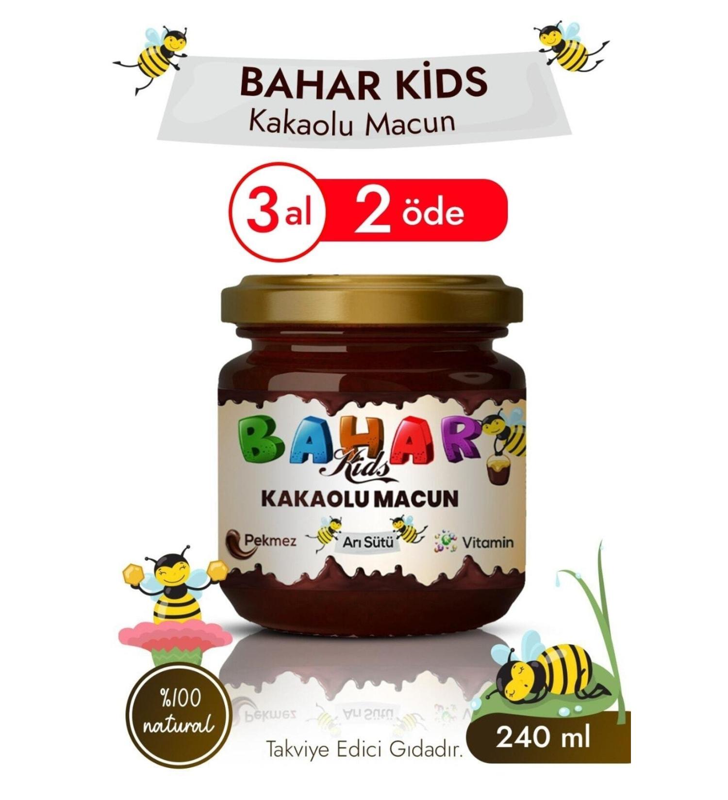 Bahar Kids Children's Paste Cocoa Molasses Appetite Stimulant Propolis Weight Gainer Royal Jelly Honey Vitamin (240gr)
