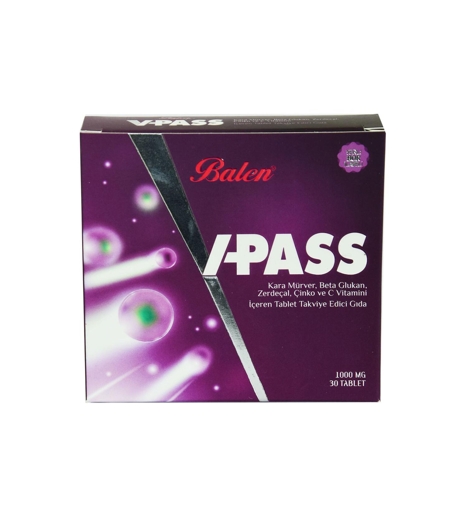 Balen V-Pass Black Elderberry Turmeric Zinc and Vitamin C 1000 Mg X 30 Tablets