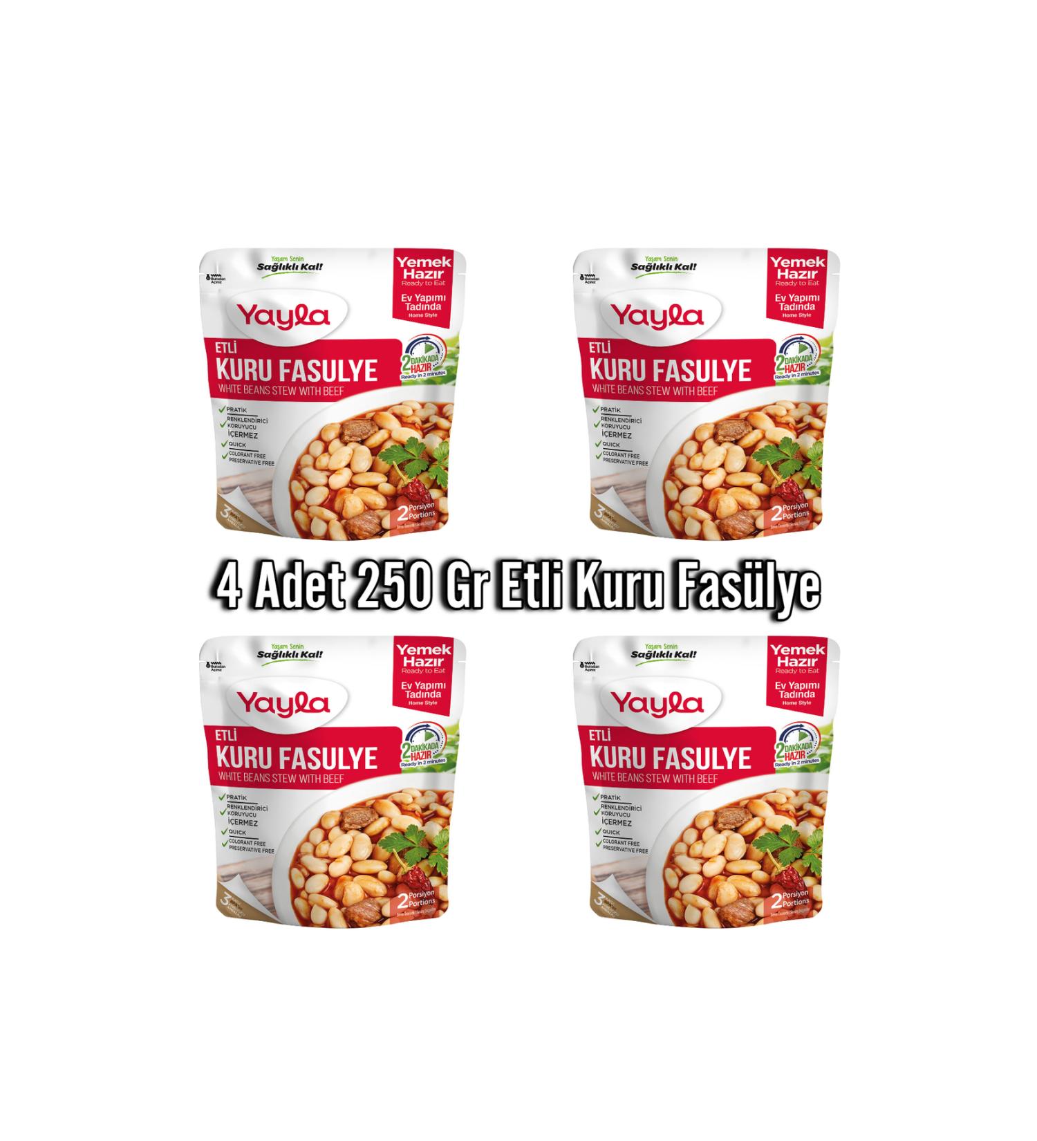 Yayla 4 Pieces 250 Gr Dried Beans with Meat Open Heat Eat Ready Meal