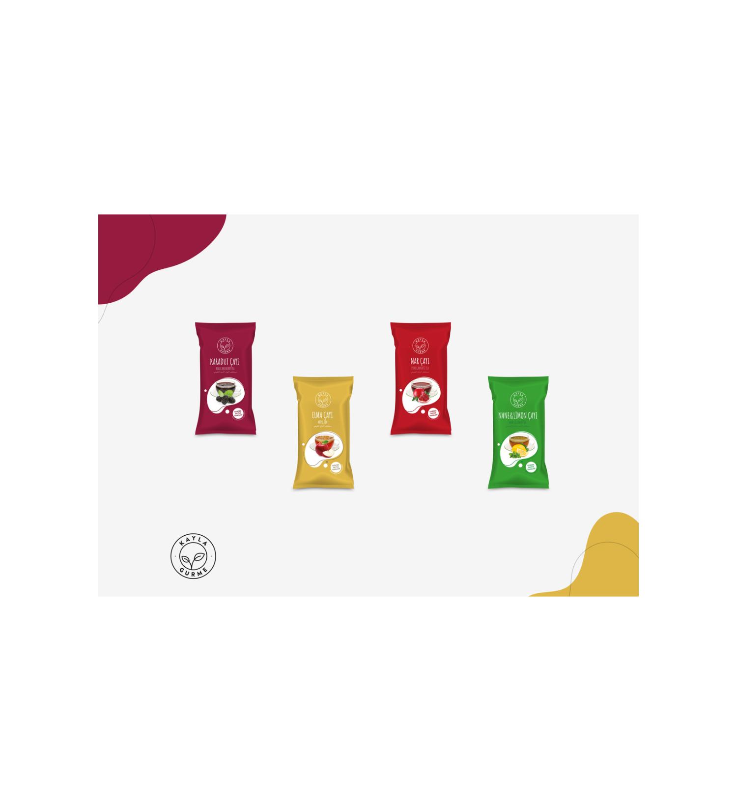 Kayla Gurme Disposable Fruit Grain Teas 4 Types 80 Pieces. Black Mulberry-Apple-Pomegranate-Mint Lemon - Buy Online on GoSupps.com