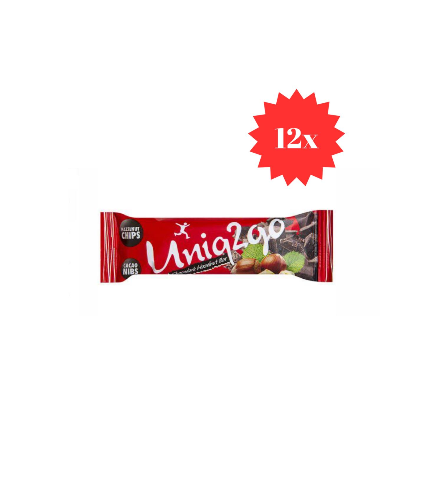 Uniq2go UNIQ2GO CHOCODARK MIDI BAR (HAZELNUT) 38GR*12