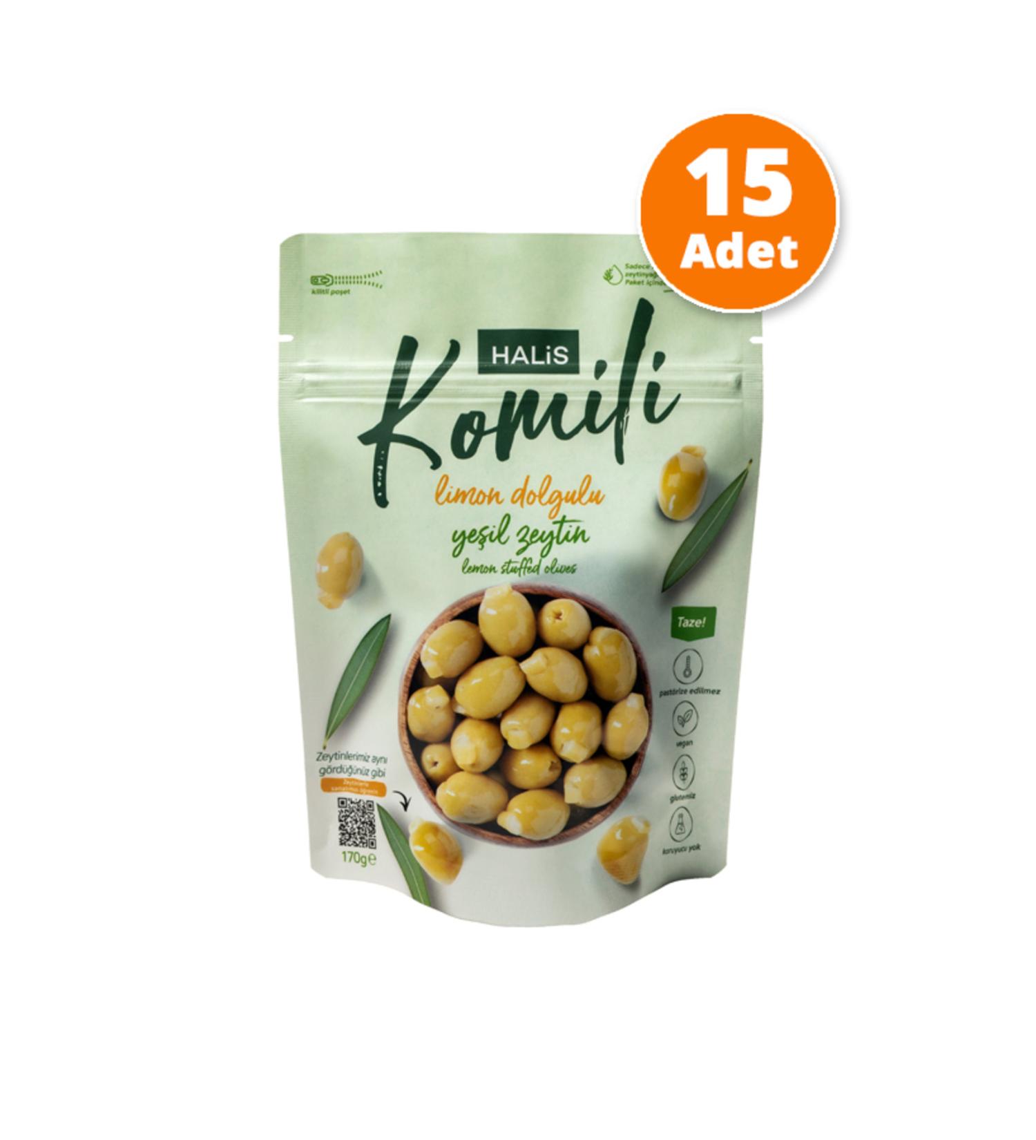 Komili Lemon Stuffed Green Olives 15x170g
