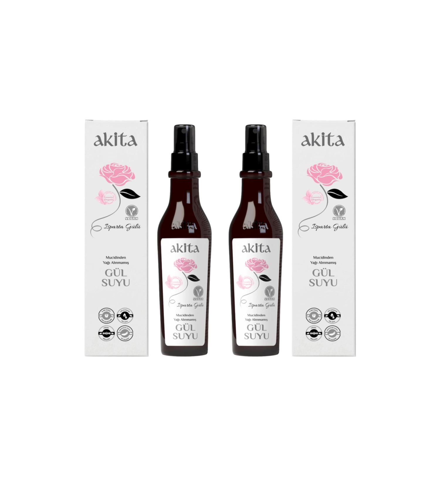Akita 100% Natural Non-Oiled Rose Water 2x250ml