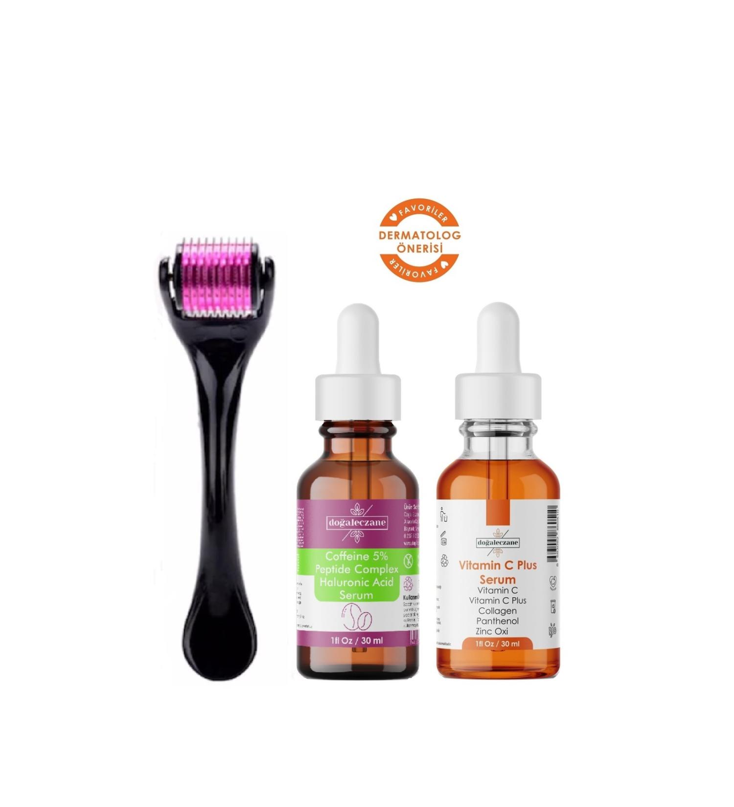 Natural Pharmacy Placenta Botox 30 Day Caffeine 5% + Peptide Complex + Hyaluronic Acid 1% Serum + Vitamin C Serum - Buy Online on GoSupps.com