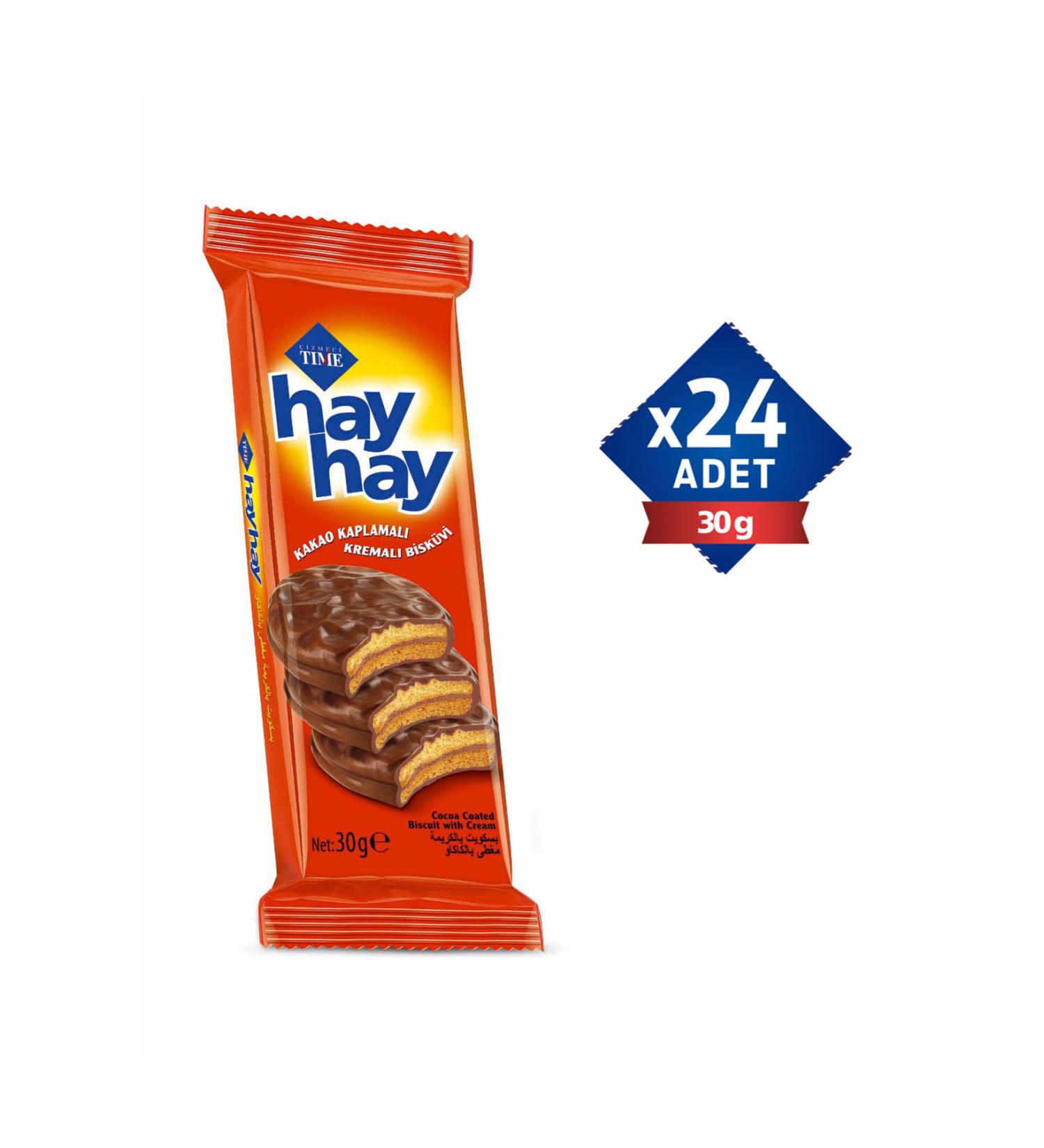 Cizmeci Time Hay Hay Classic Cocoa Coated Cream Biscuit 30 gr X 24 Pieces - Buy Online on GoSupps.com