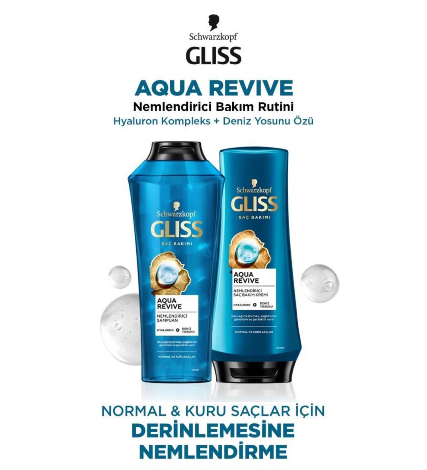 Gliss Aqua Revive Moisturizing Hyaluron and Seaweed Extract Shampoo Conditioner Set