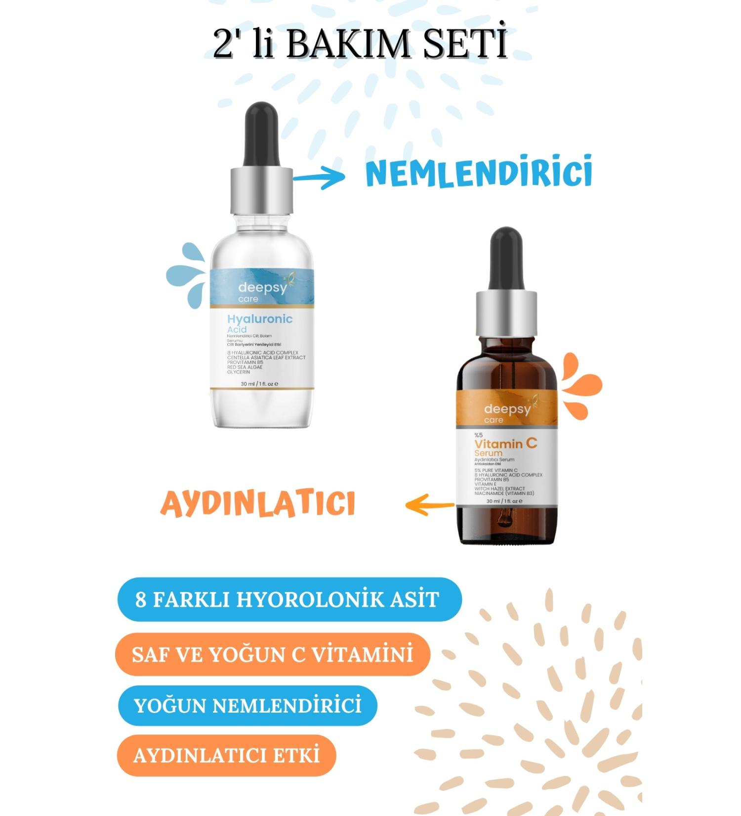 Deepsy Care Hyaluronic Acid & Vitamin C Serum 2 Pack Serum - Skin Serum