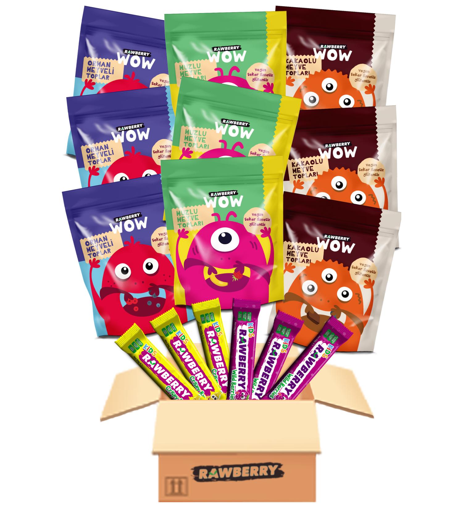 Rawberry KIDS INTRODUCTION PACKAGE - SUGAR FREE GLUTEN FREE ADDITIVE FREE 9 PACKS OF FRUIT BALLS + 6 PIECES OF BAR - Buy Online on GoSupps.com