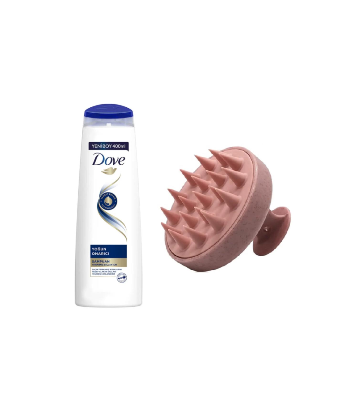 Dove Shampoo Intensive Repair 400 ml + Soft Silicone Hair Care Massage Comb - Buy Online on GoSupps.com