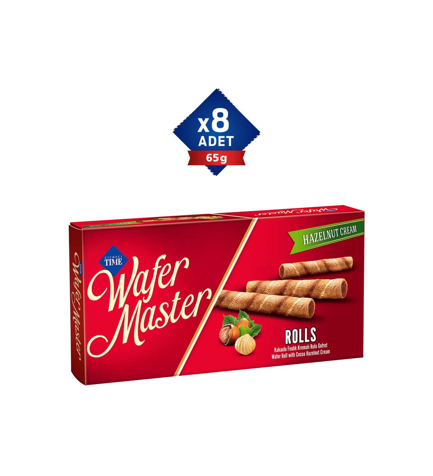 Cizmeci Time Wafer Master ROLLS Cocoa Hazelnut Cream Roll Wafer 65 Gr. 8 Pieces - Buy Online on GoSupps.com