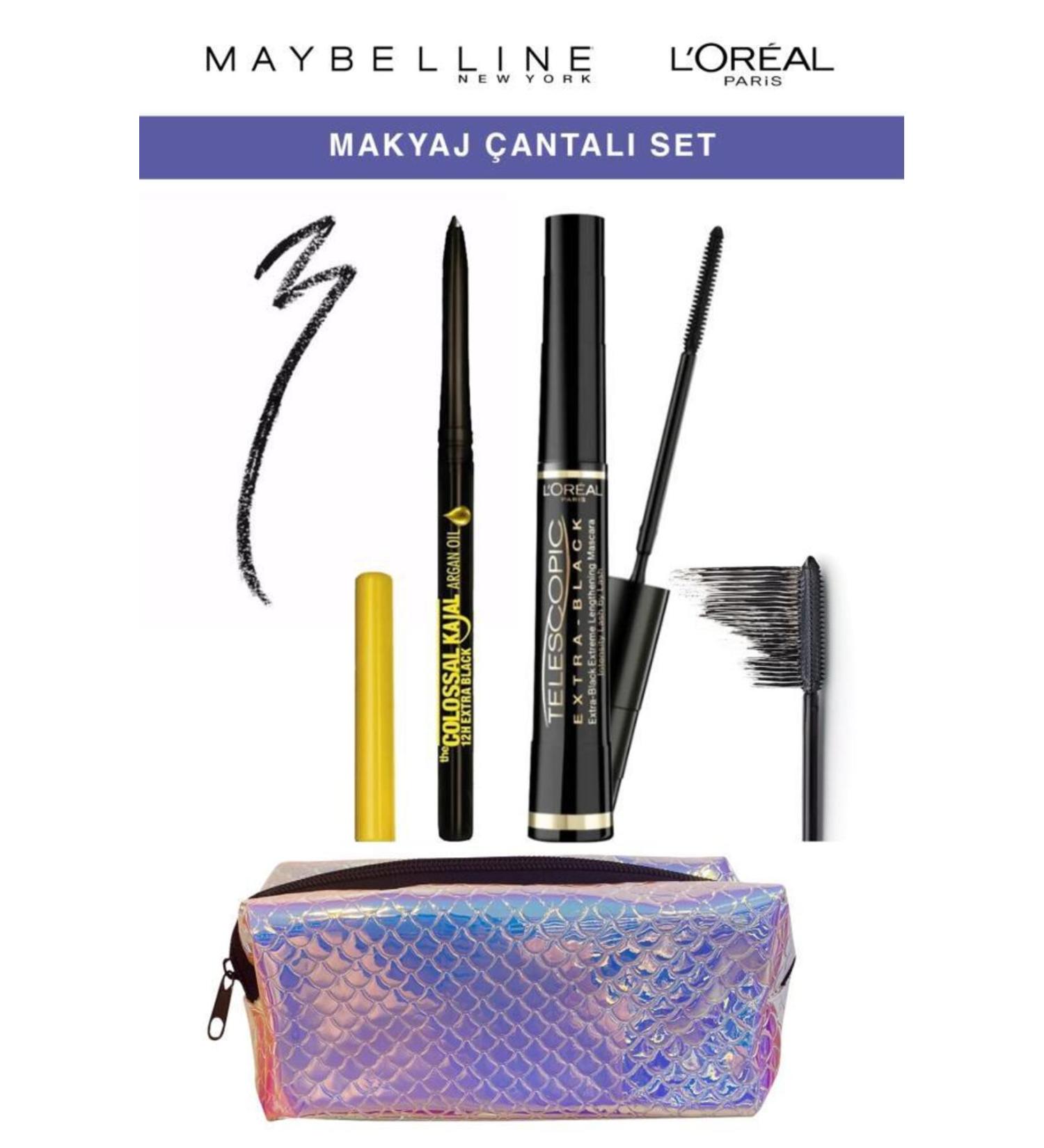 Maybelline New York Maybelline Argan Oil Eyeliner Telescopic Extra Black Mascara Eye Makeup Set - Buy Online on GoSupps.com