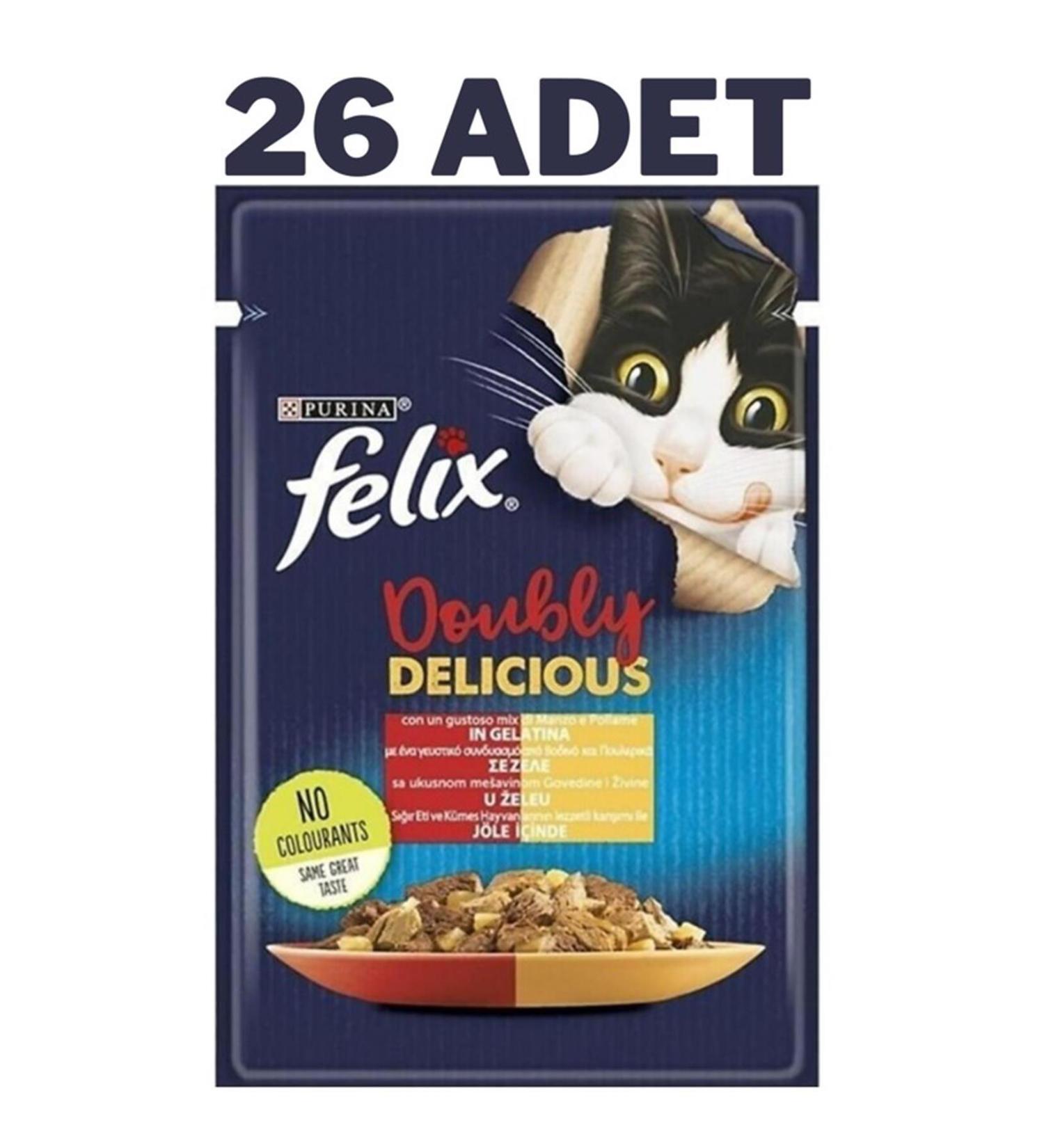 FELIX Felix Double Flavor Meaty and Winged Cat Canned Food 26x85 Gr