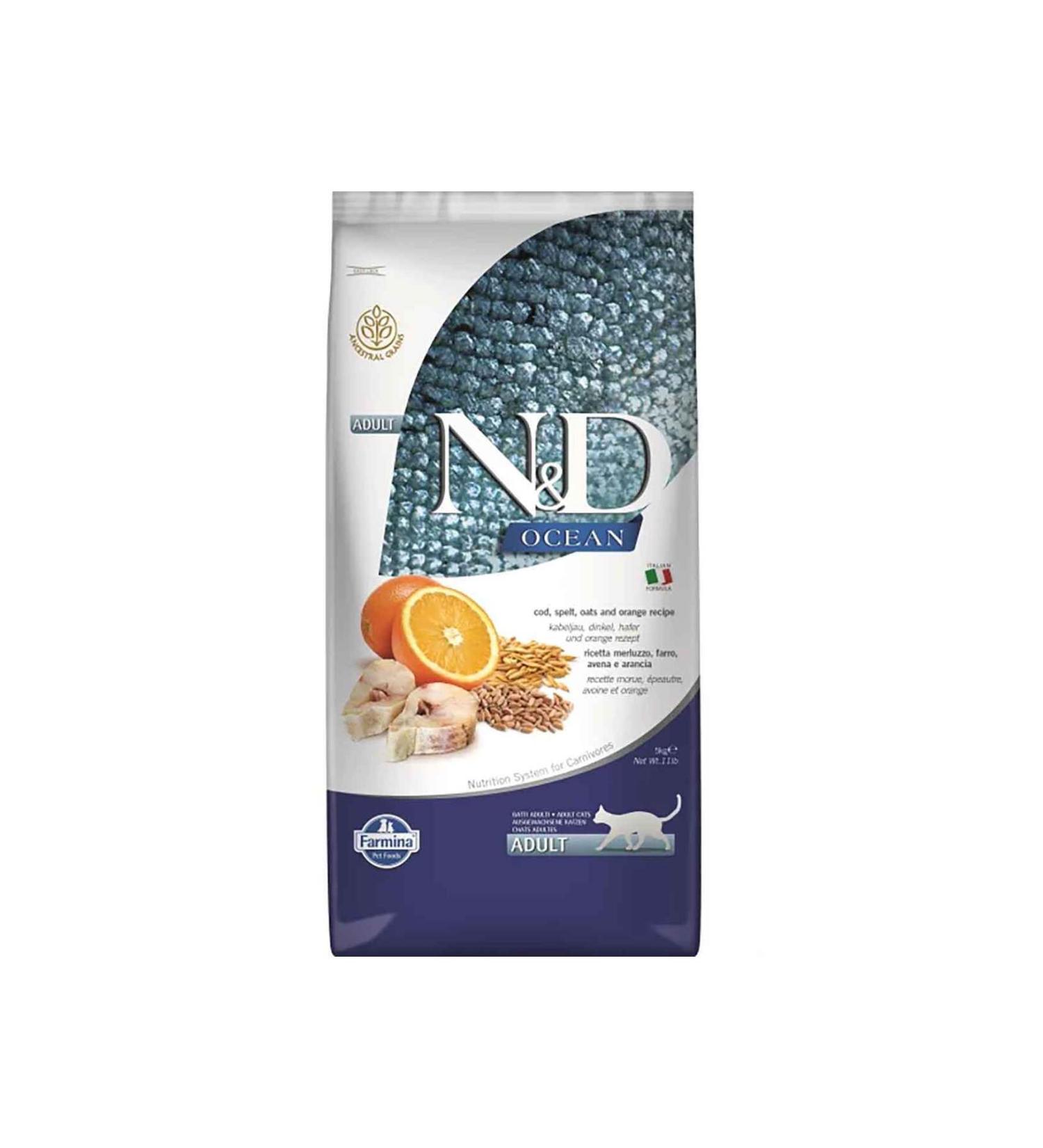 N & D Ocean Codfish and Orange Cereal Adult Cat Food 10 Kg