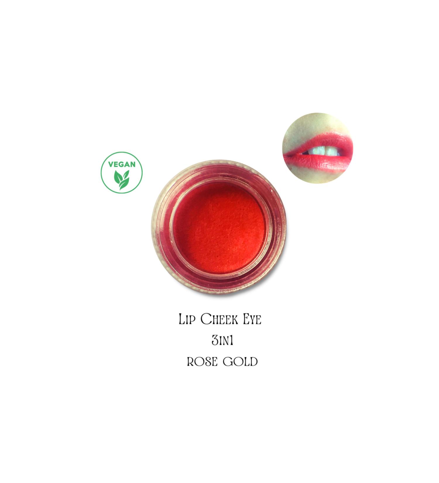 Mabinu Cosmetic Rose Gold Lip Cheek Eye Vegan Cream Blush Lipstick Eyeshadow -Rose Gold - Buy Online on GoSupps.com