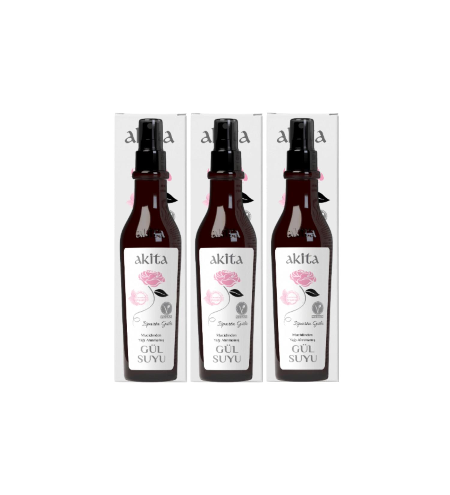Akita Natural Rose Water Without Oil 3x250 ml - Buy Online on GoSupps.com