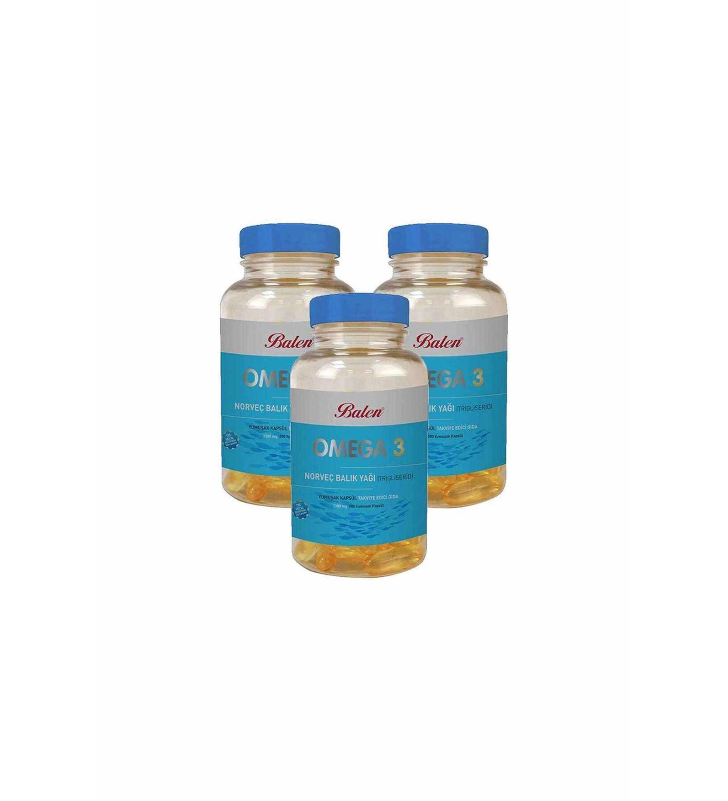Balen Bln Omega 3 Norwegian Fish Oil (TRIGLYCERIDE) Soft cap. 1380mg*200 3 Pieces
