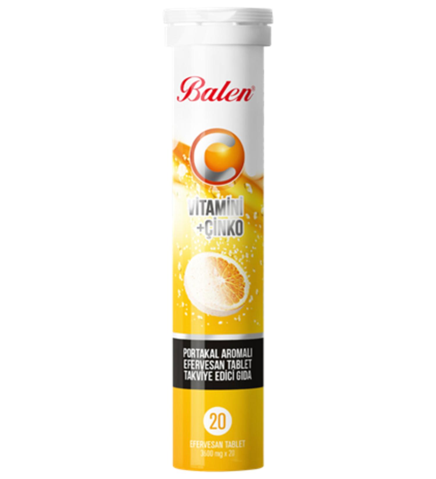 Balen Vitamin C + Zinc Orange Flavored Effervescent 20 Tablets