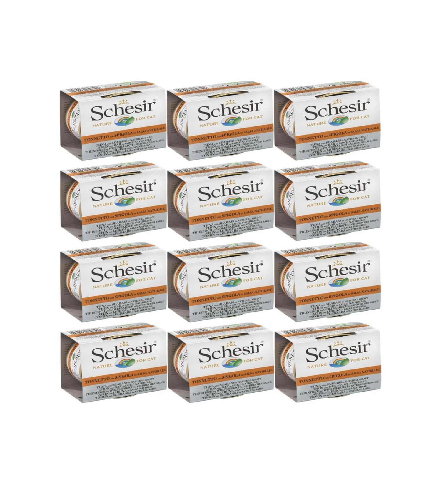 Schesir Tuna and Seabass Natural Cat Canned Food 70 Gr *12 Pieces