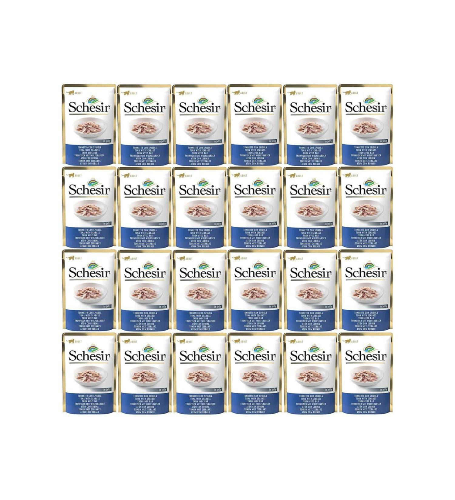 Schesir Jelly Tuna and Seabass Pouch Cat Canned Food 85 Gr * 24 Pieces