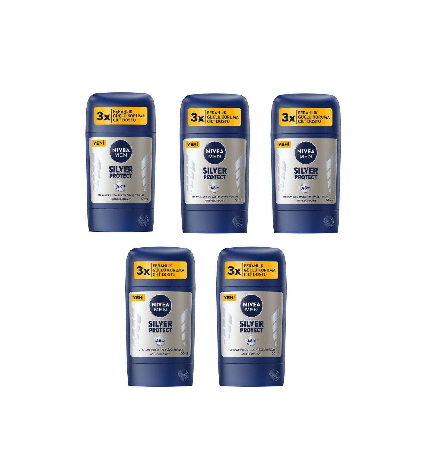 NIVEA Stick Nivea Men Deodorant Silver Protect 50 Ml X 5 Pcs