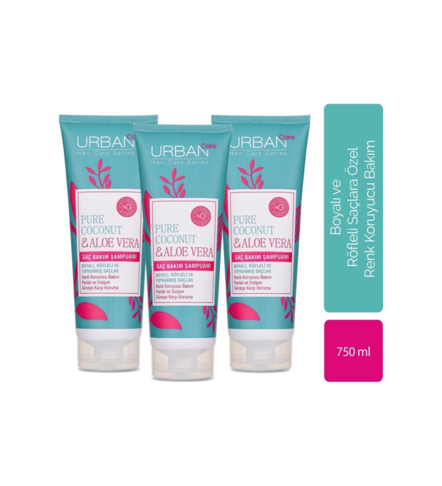 Urban Care Shampoo 3 X 250ml Pure Coconut & Aloe Vera