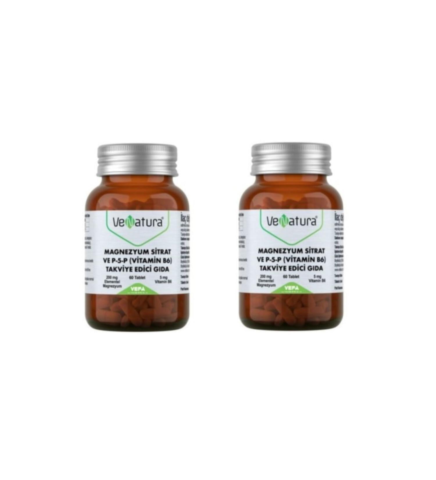 Venatura Magnesium Citrate And P-5-p (vitamin B6) 60 Tabs X 2 Pieces