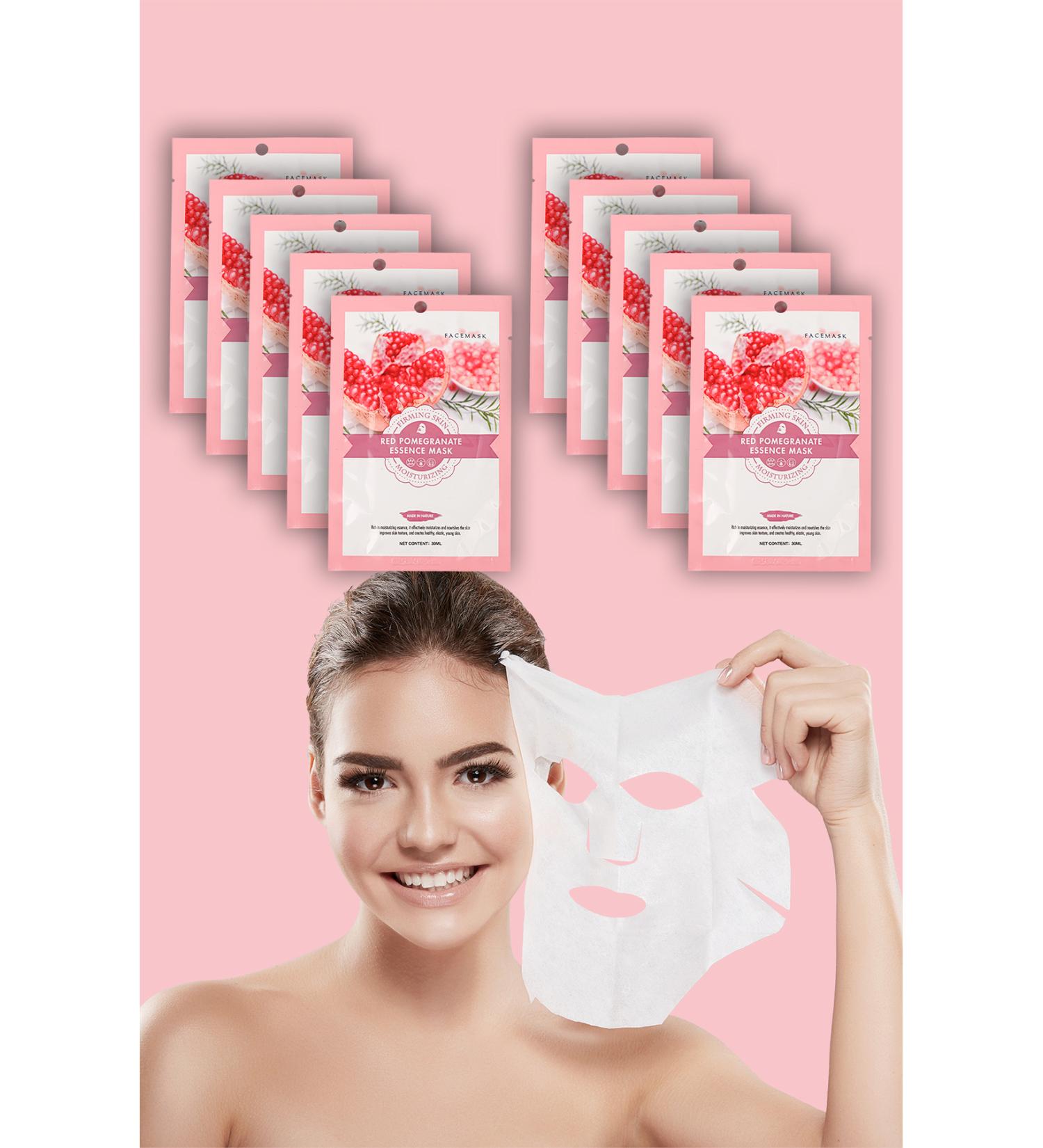 Alright 10 Pieces Red Pomegranate Moisturizing Face Mask For Dry Skin Red Pomegranate Mask XLM427 - Buy Online on GoSupps.com