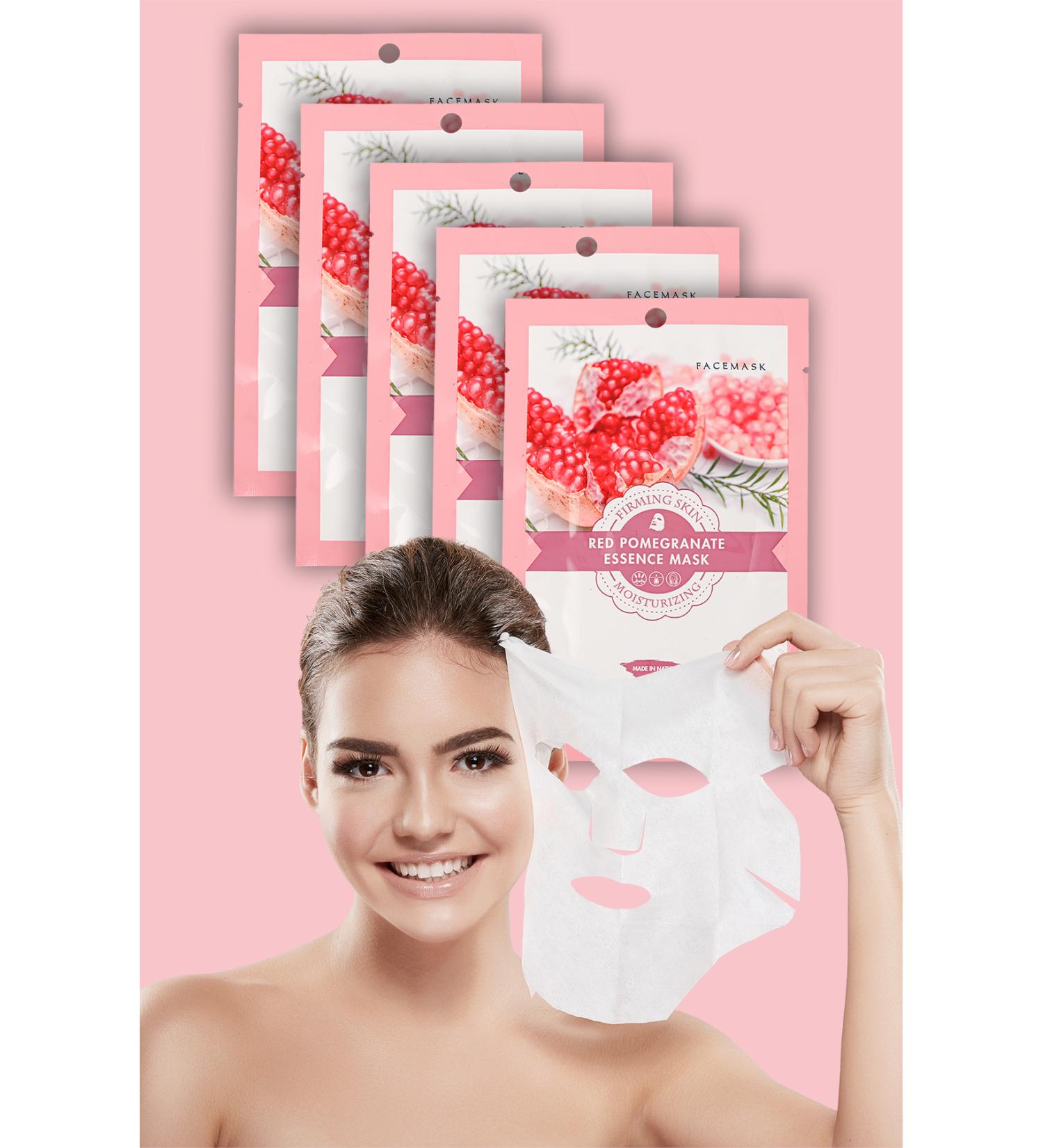 Alright 5 Pieces Red Pomegranate Moisturizing Face Mask For Dry Skin Red Pomegranate Mask ARM427