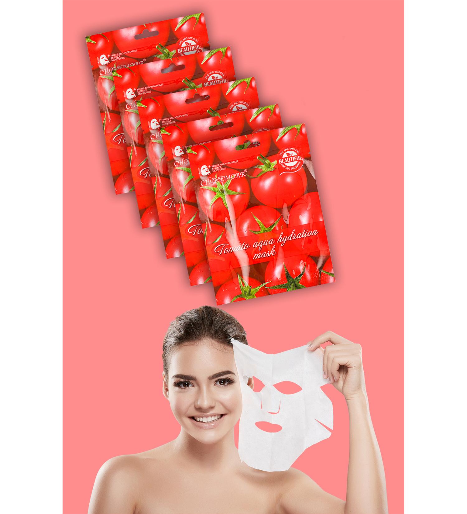 Alright 5 Pieces Tomato Extract Repairing Face Mask Aqua Moisturizing Mask With Tomato Extract XLM90