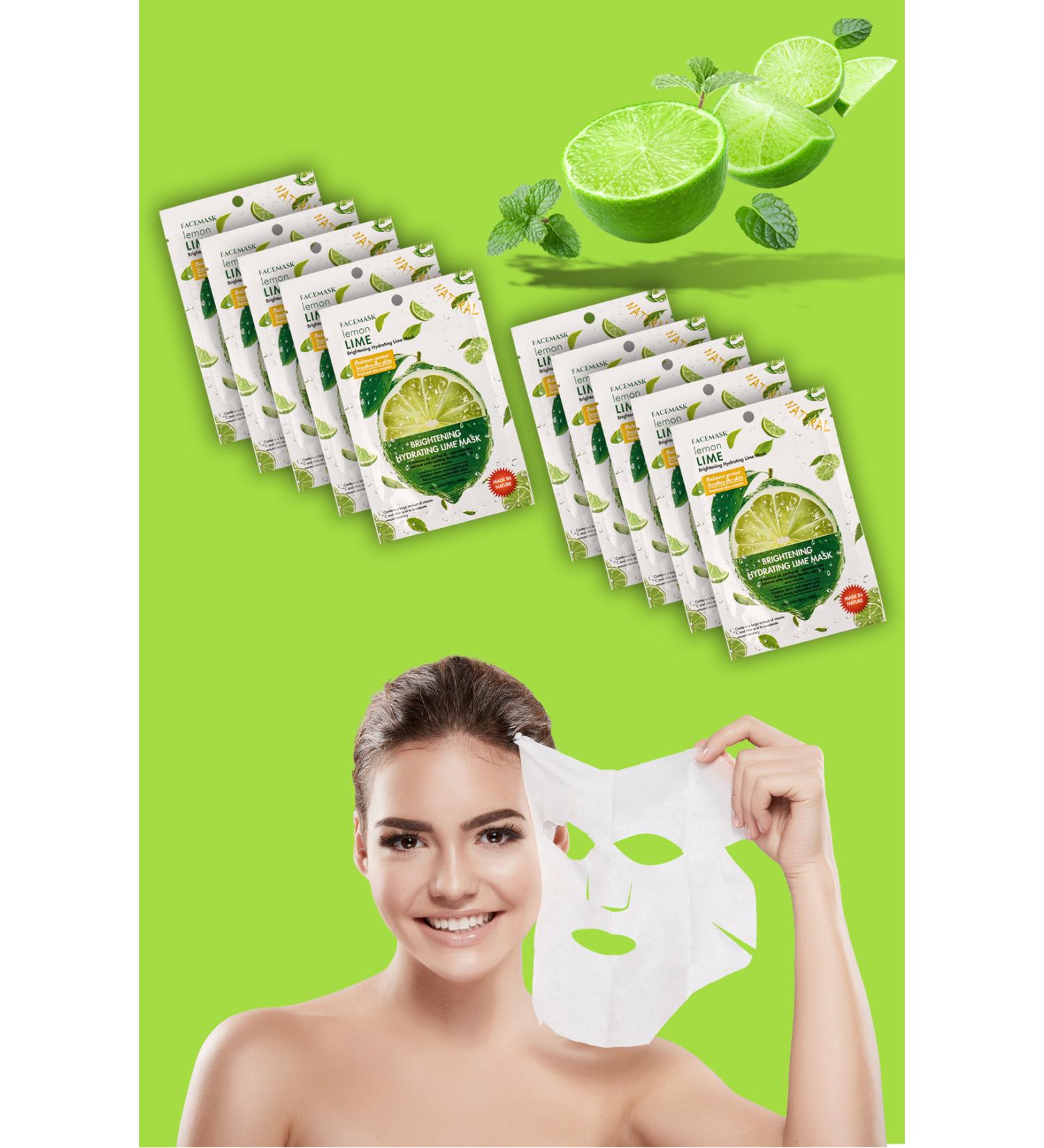 Alright 10 Pieces Lime Lemon Hydrating Brightening Balancing Face Mask Lime Lemon Mask XLM380