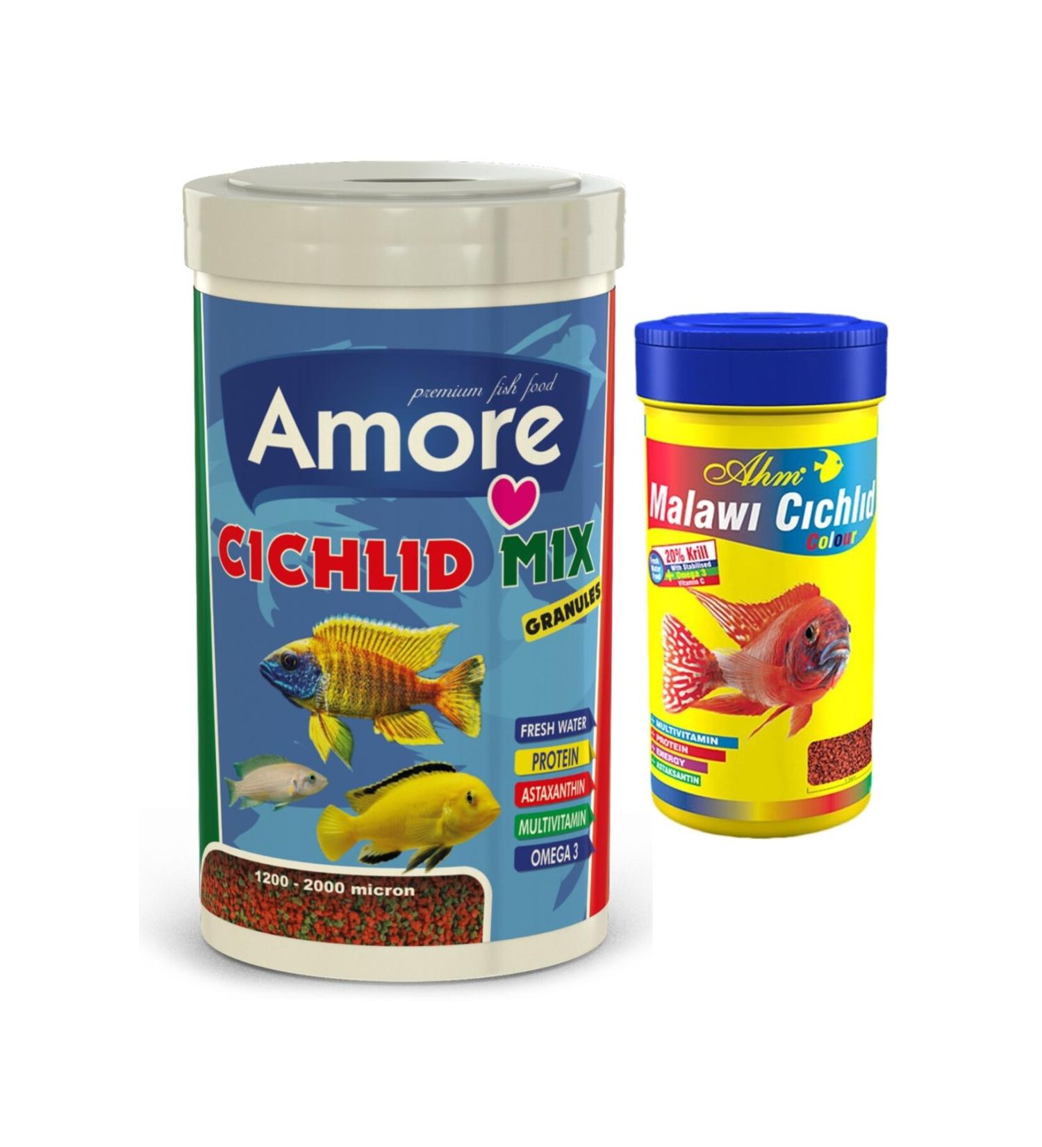 AMORE Cichlid Mix Granules 1000ml Ahm Malawi Cichlid Color 250ml Fish Food
