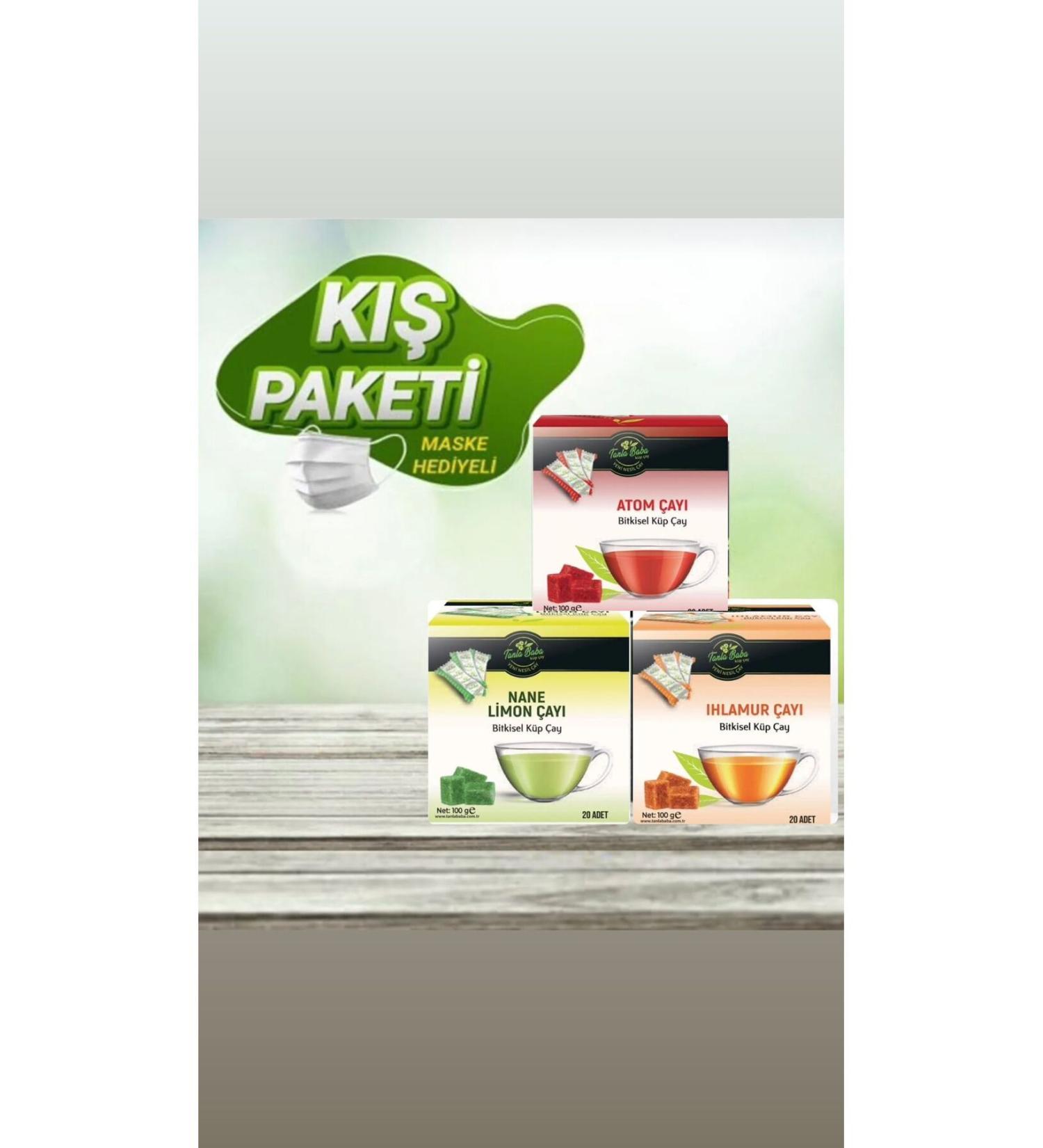 TanlaBaba Wrapped Cube Tea 3-Piece Winter Package Atom Mint Lemon Linden Natural Tea Herbal Tea Herbal Tea - Buy Online on GoSupps.com