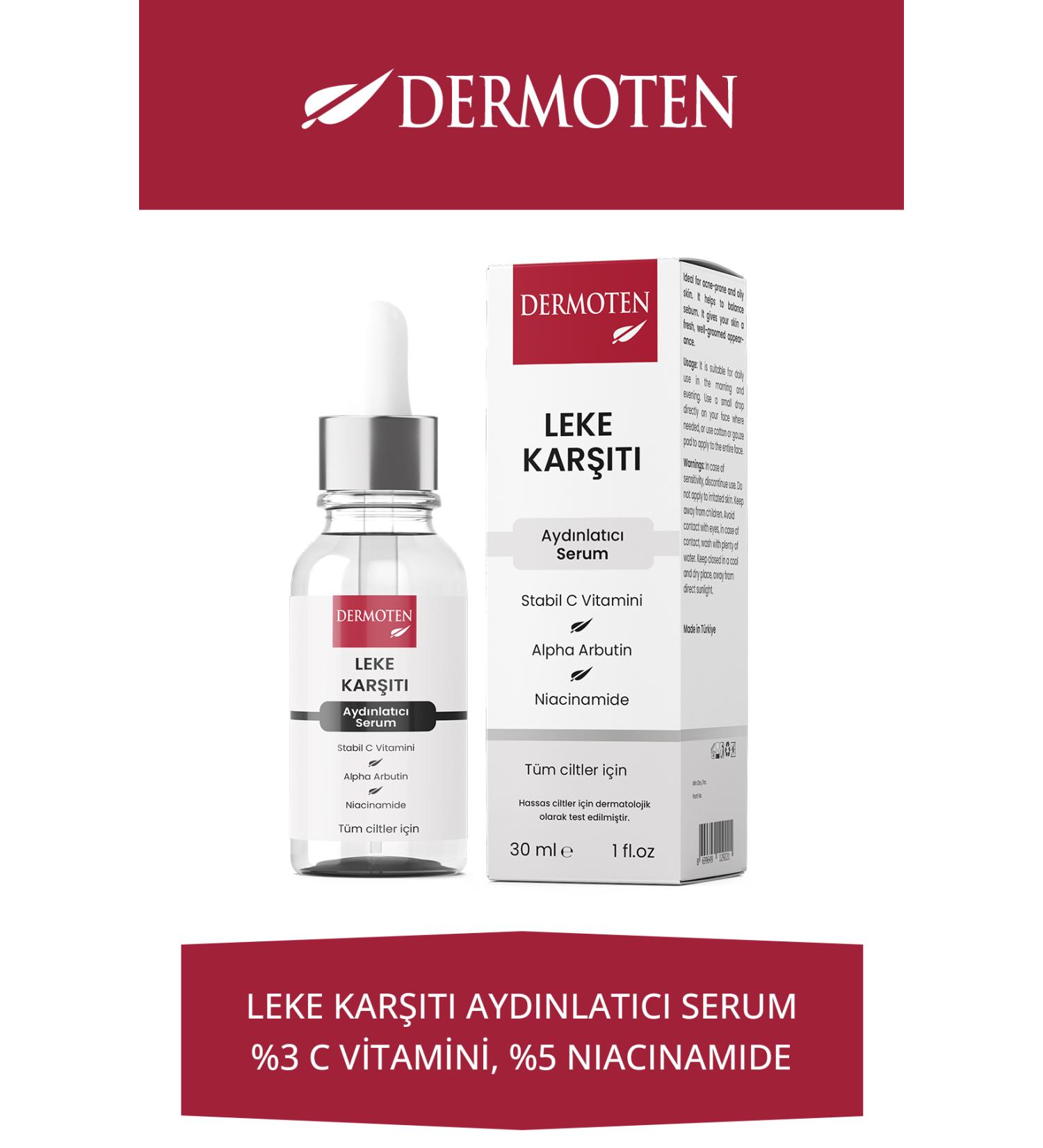 Dermoten Anti-Spot Skin Brightener Arbutin Niacinamide and Vitamin C Skin Care Serum 30 ml - Buy Online on GoSupps.com