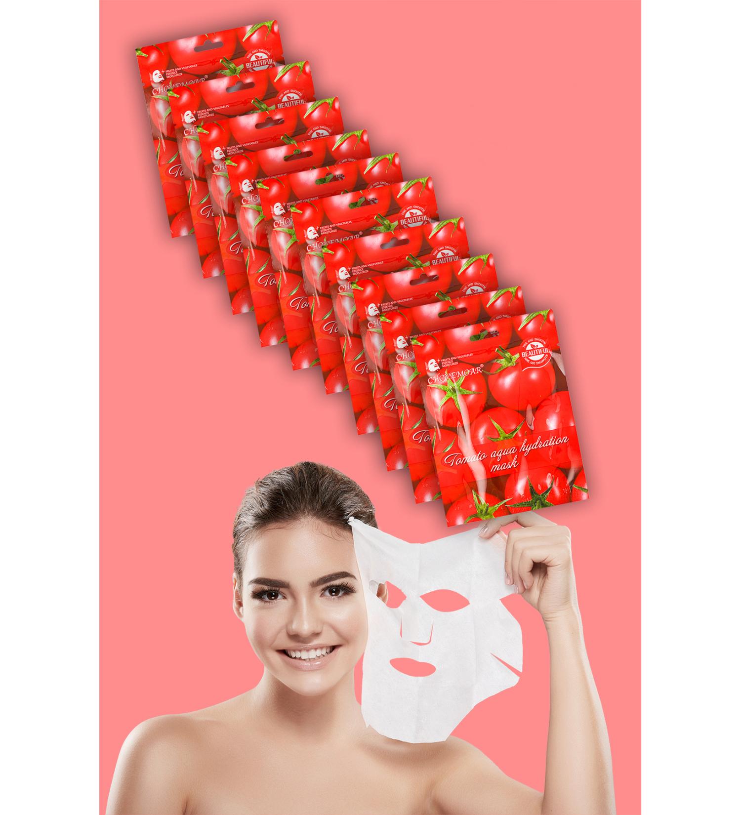 Alright 10 Pieces Tomato Extract Repairing Face Mask Aqua Moisturizing Mask With Tomato Extract XLM90