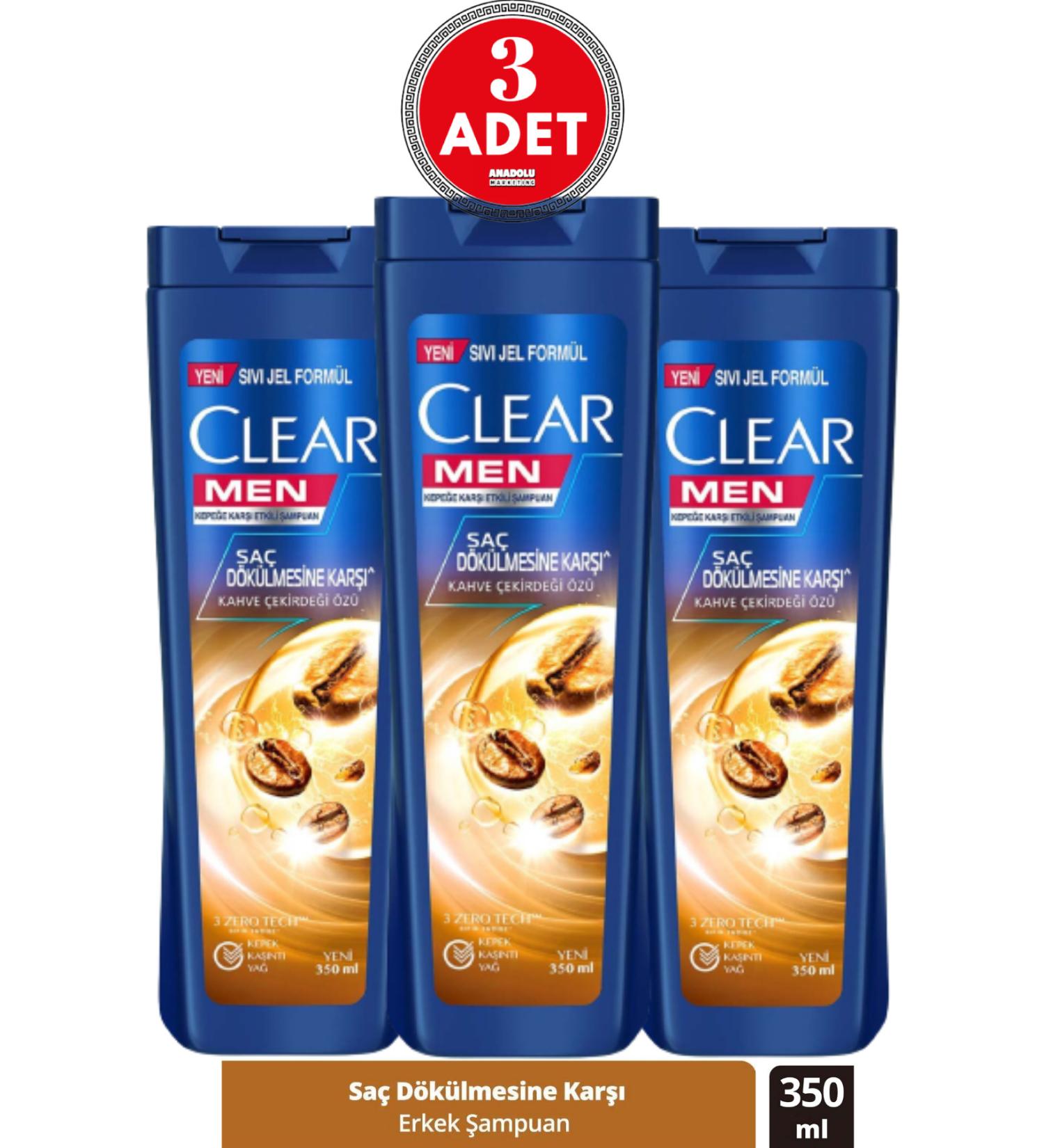 Clear Anti-Dandruff Effective Shampoo Against Hair Loss Coffee Bean Extract 350 ml 3 Pieces - Buy Online on GoSupps.com