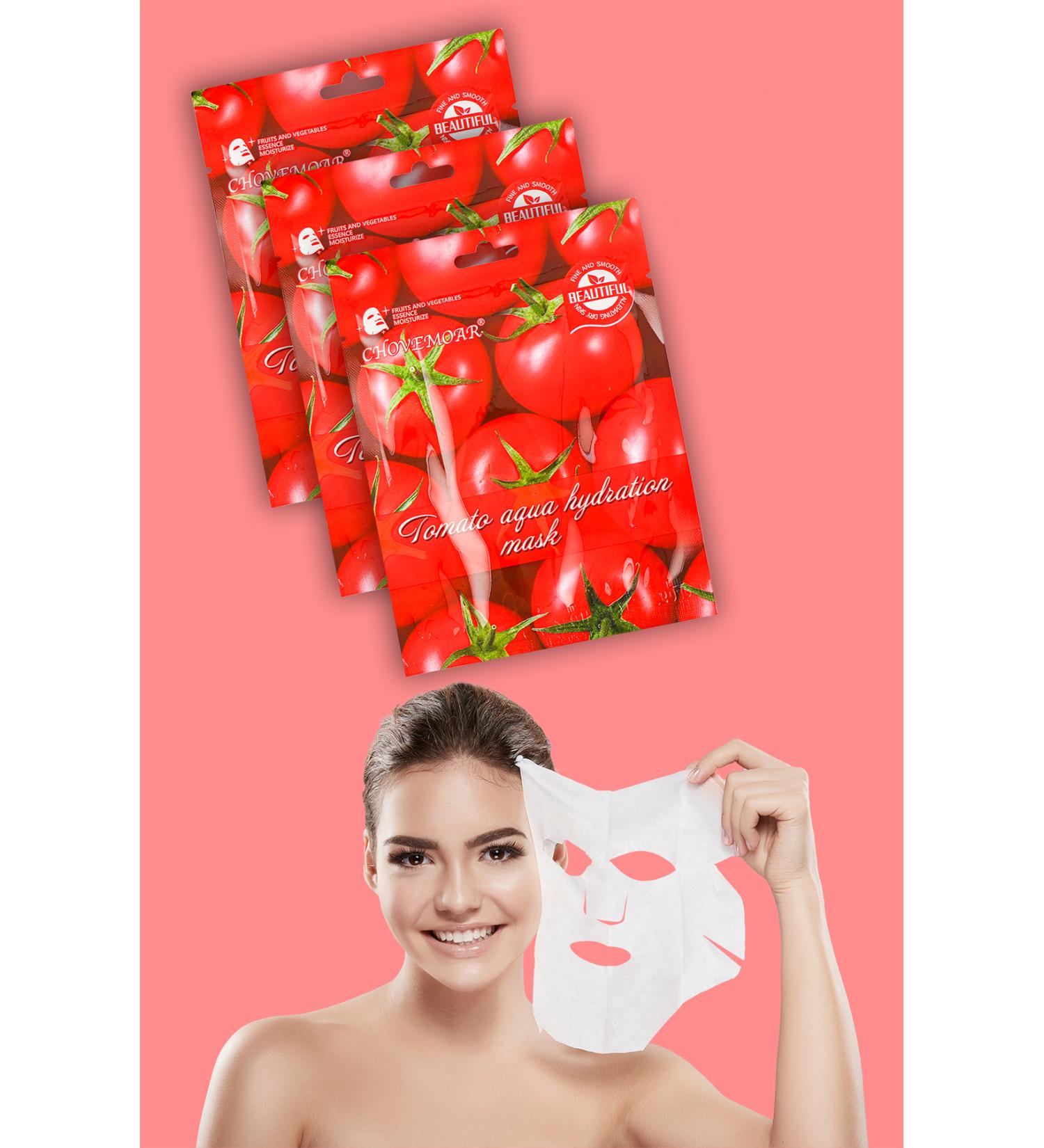 Alright 3 Pieces Tomato Extract Repairing Face Mask Aqua Moisturizing Mask With Tomato Extract XLM90