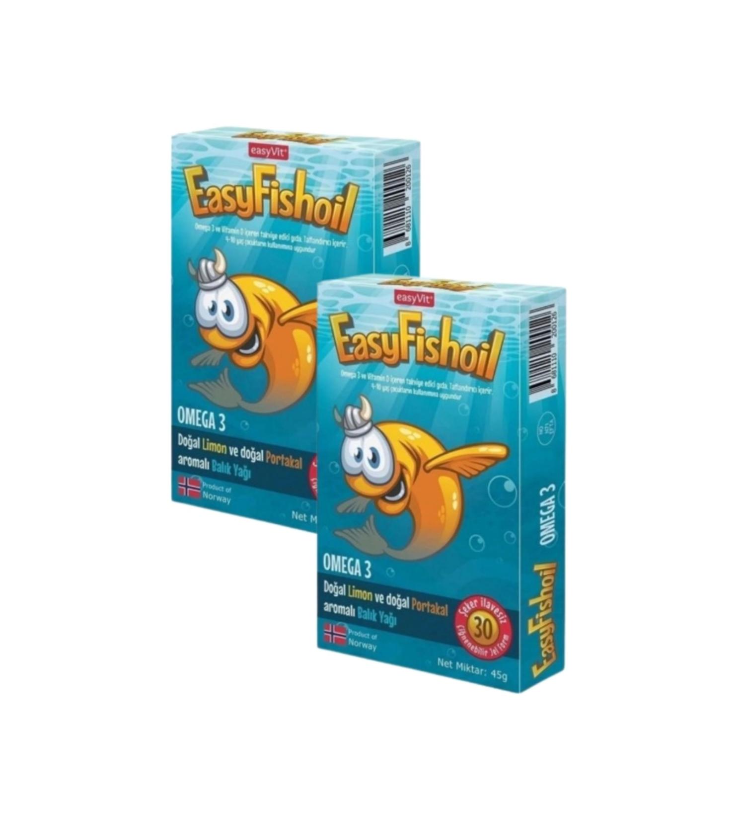 EASYVIT Easy Fish Oil Kids Omega 3 Orange Lemon Flavored Chewable 30 Gel Tablets 2 Li