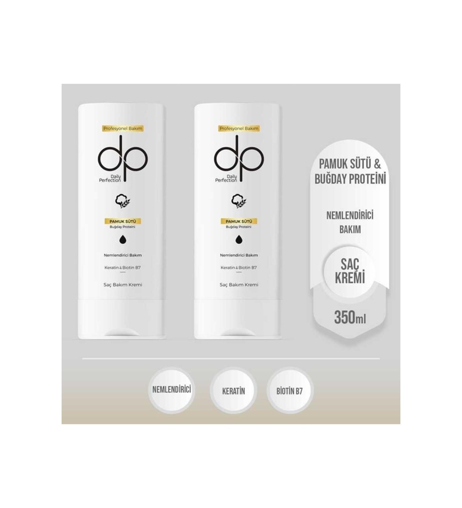 DP Daily Perfection Cotton Milk Wheat Protein Hair Care Cream 350 ml x 2 pieces