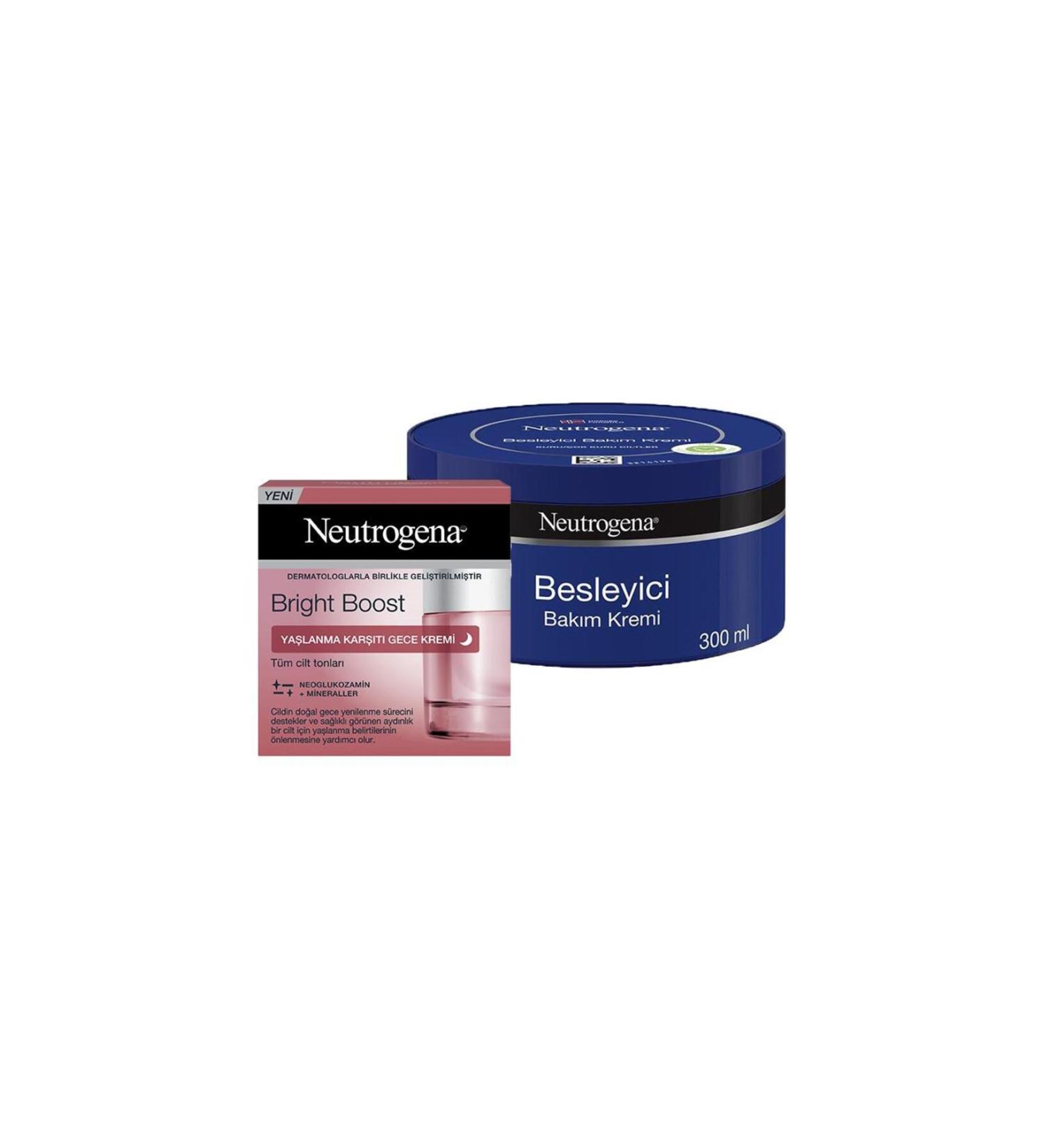 Neutrogena Bright Boost Anti-Aging Night Cream 50 ml and Nourishing Care Cream 300 ml