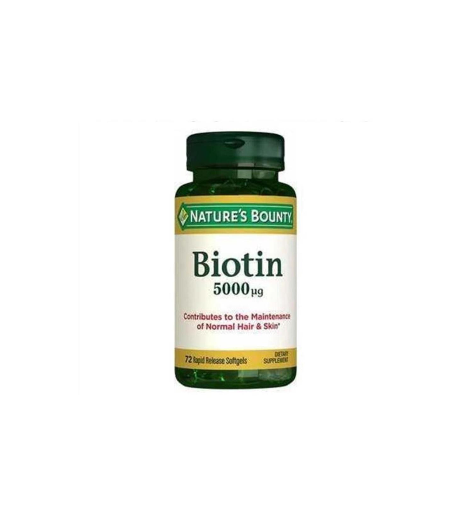 Natures Bounty Biotin 5000ug 72 Capsules
