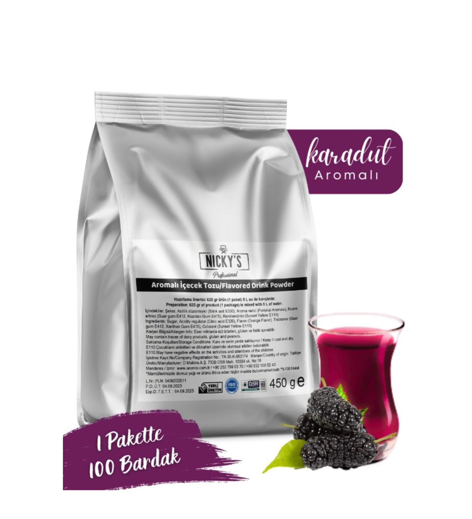 nickys Nicky's Black Mulberry Flavored Hot Drink Powder 450 Gr