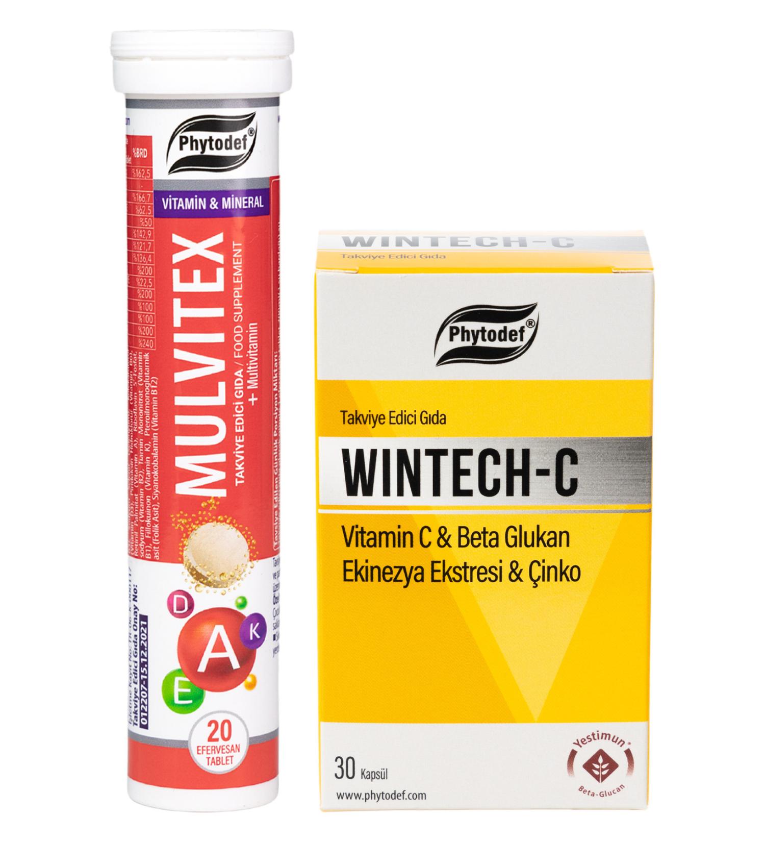 Phytodef Mulvitex Multivitamin Effervescent Tablet - 20 Pieces & Wintech C Beta Glucan - 30 Capsules - Buy Online on GoSupps.com