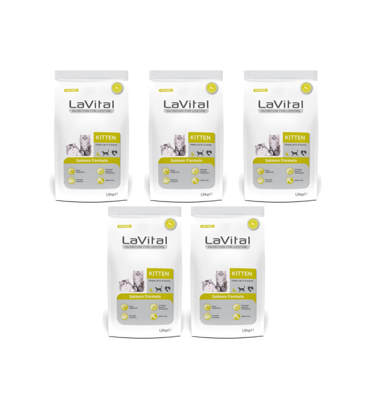 La Vital Kitten Premium Kitten Food with Salmon 1.5 Kg 5 Pack - Buy Online on GoSupps.com