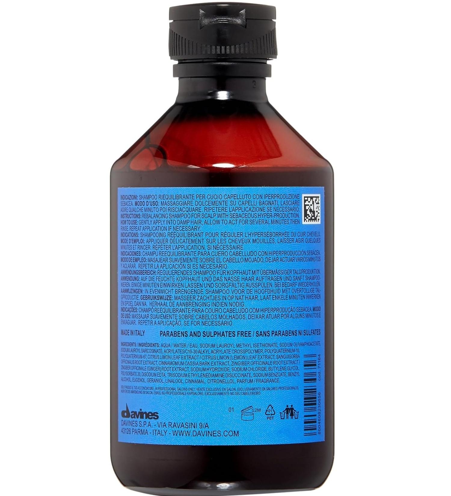 Davines Rebalancing Sebum Balancing Shampoo for Brittle Hair 250ml 71345 BSecrets.Y285