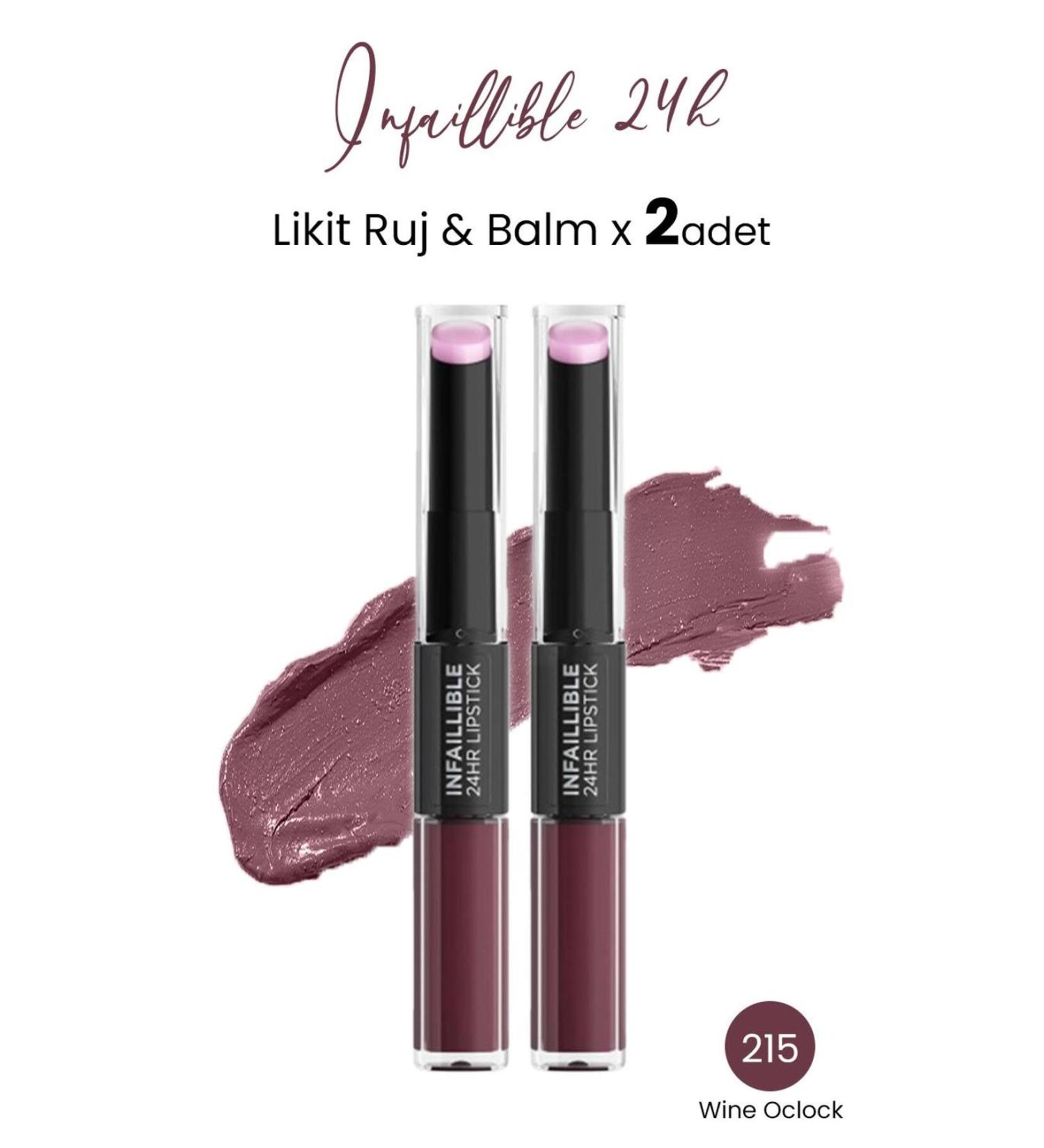 L'Oreal Paris Infaillible 24h Liquid Lipstick & Balm 215 Wine Oclock X 2 Pieces