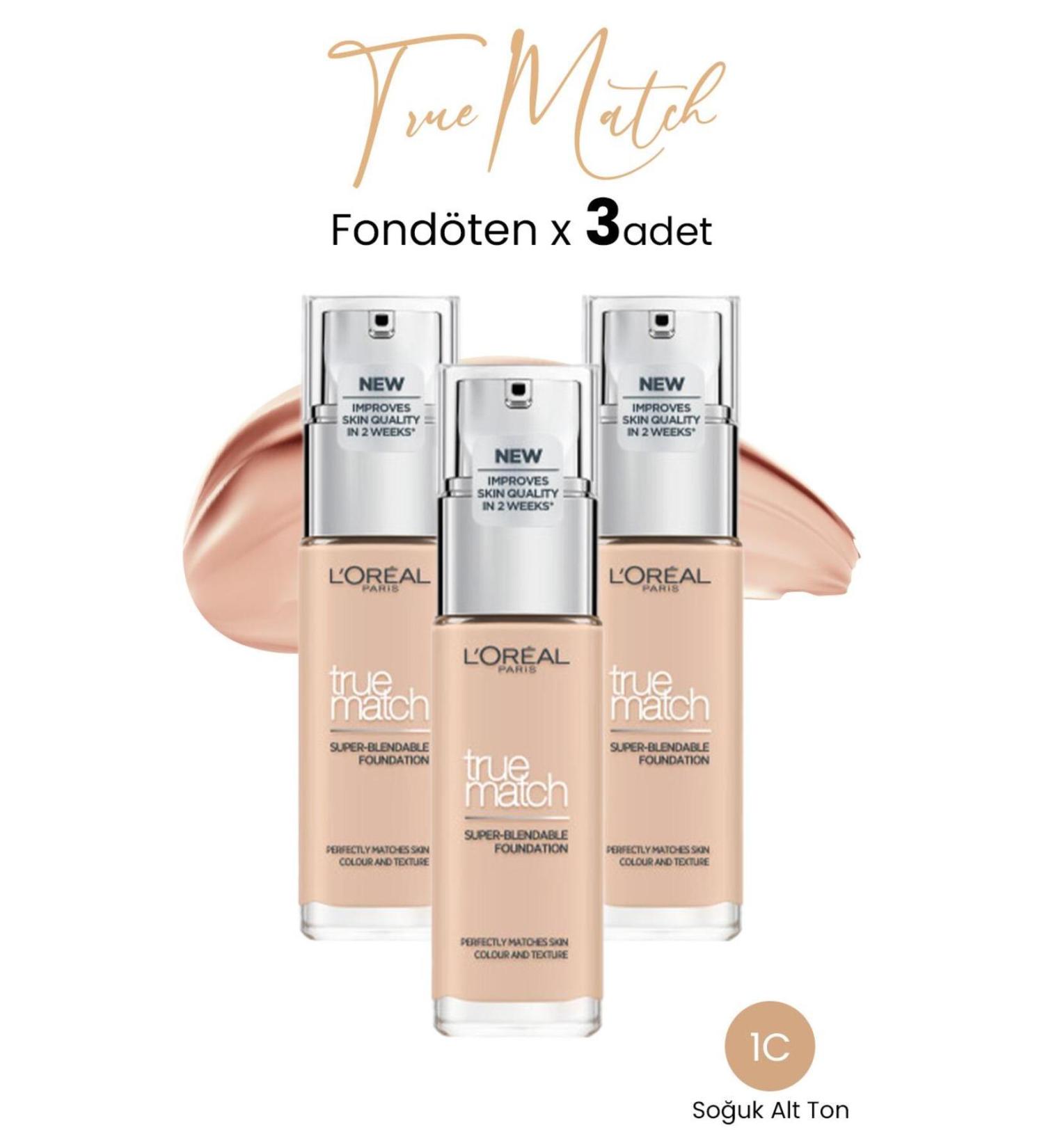 L'Oreal Paris Loreal Paris True Match Foundation 1C Cool Undertone x 3 Pieces