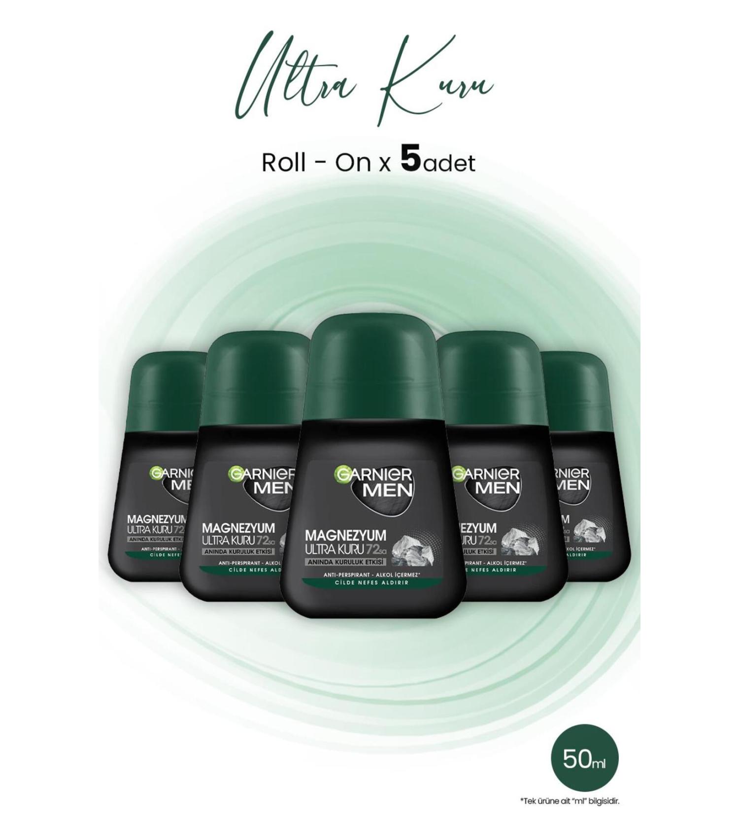 Garnier Men Magnesium Roll On Ultra Dry 72 Hours 50 ml X 5 Pieces