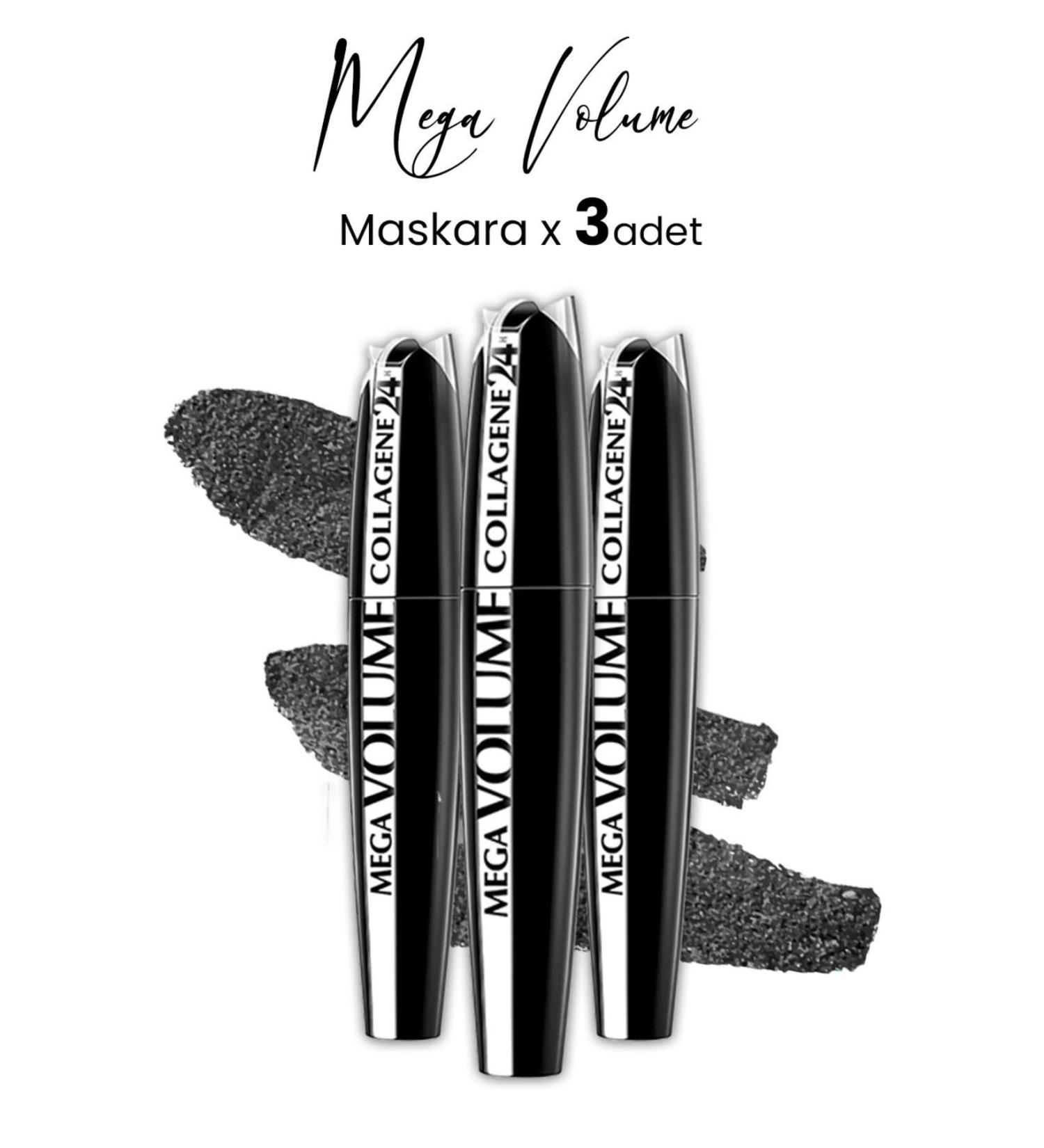 L'Oreal Paris Loreal Paris Mega Volume Collagene 24H Black Mascara x 3 Pieces