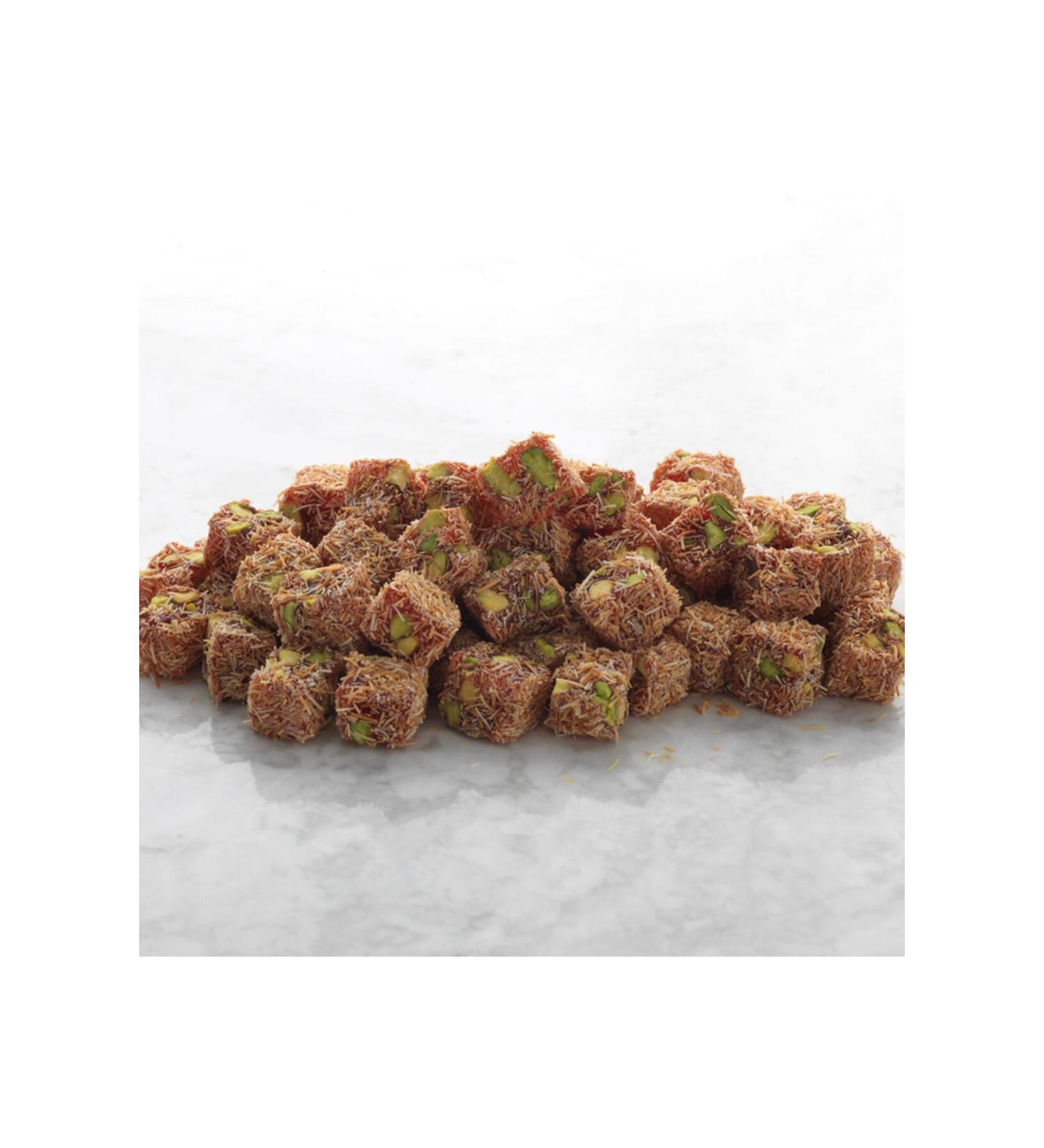 Akkent 1860 Wire Kadayif Coated Pomegranate Flavored Double Roasted Turkish Delight 450 gr